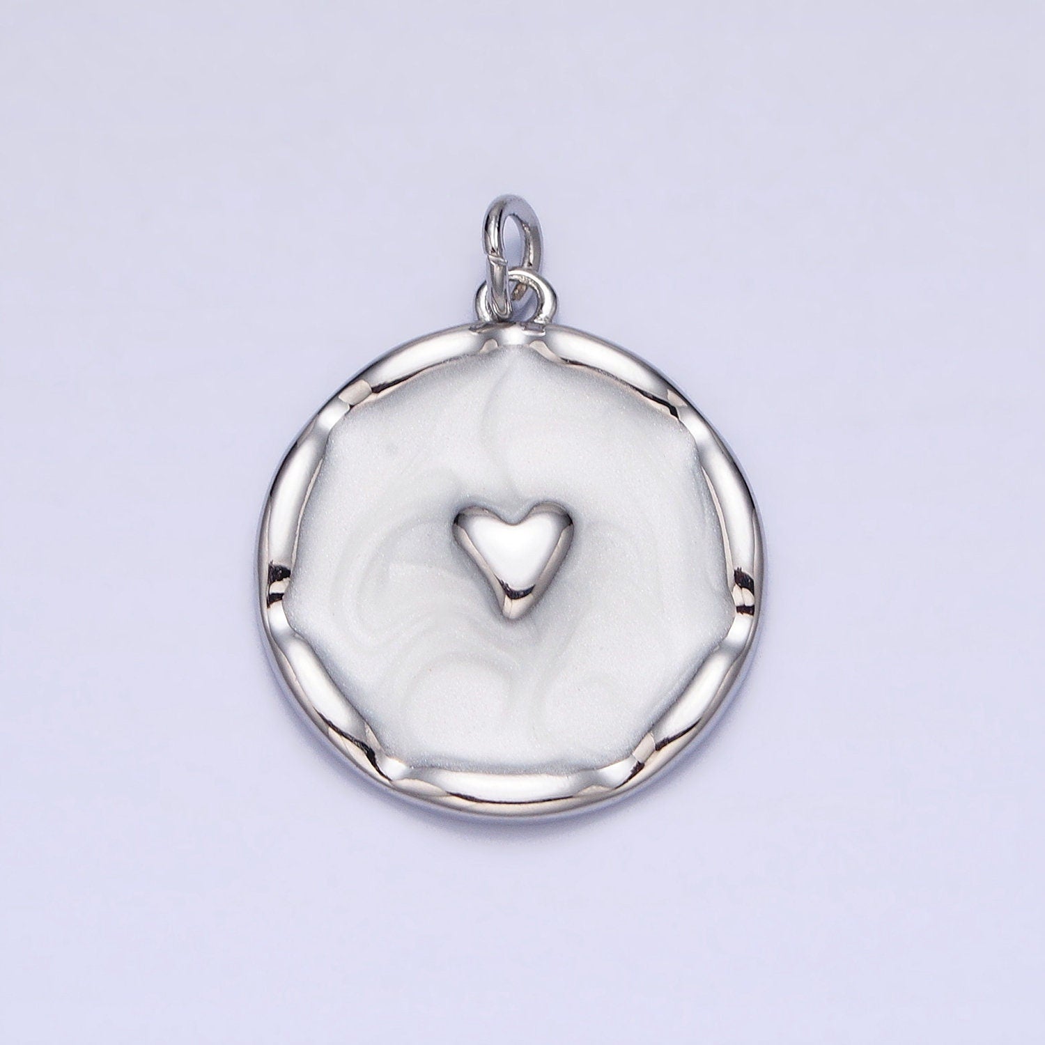 1Pc Gold Heart Charms Blue, White, Pink Enamel Love charm Decorative Round Disc Charm Medallion for Necklace Bracelet AC633