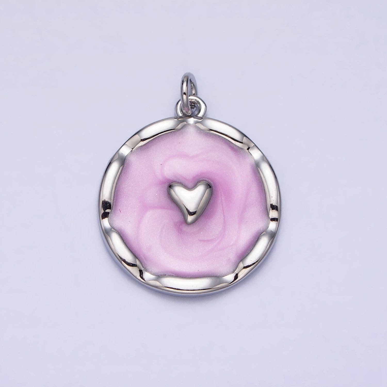 1Pc Gold Heart Charms Blue, White, Pink Enamel Love charm Decorative Round Disc Charm Medallion for Necklace Bracelet AC633