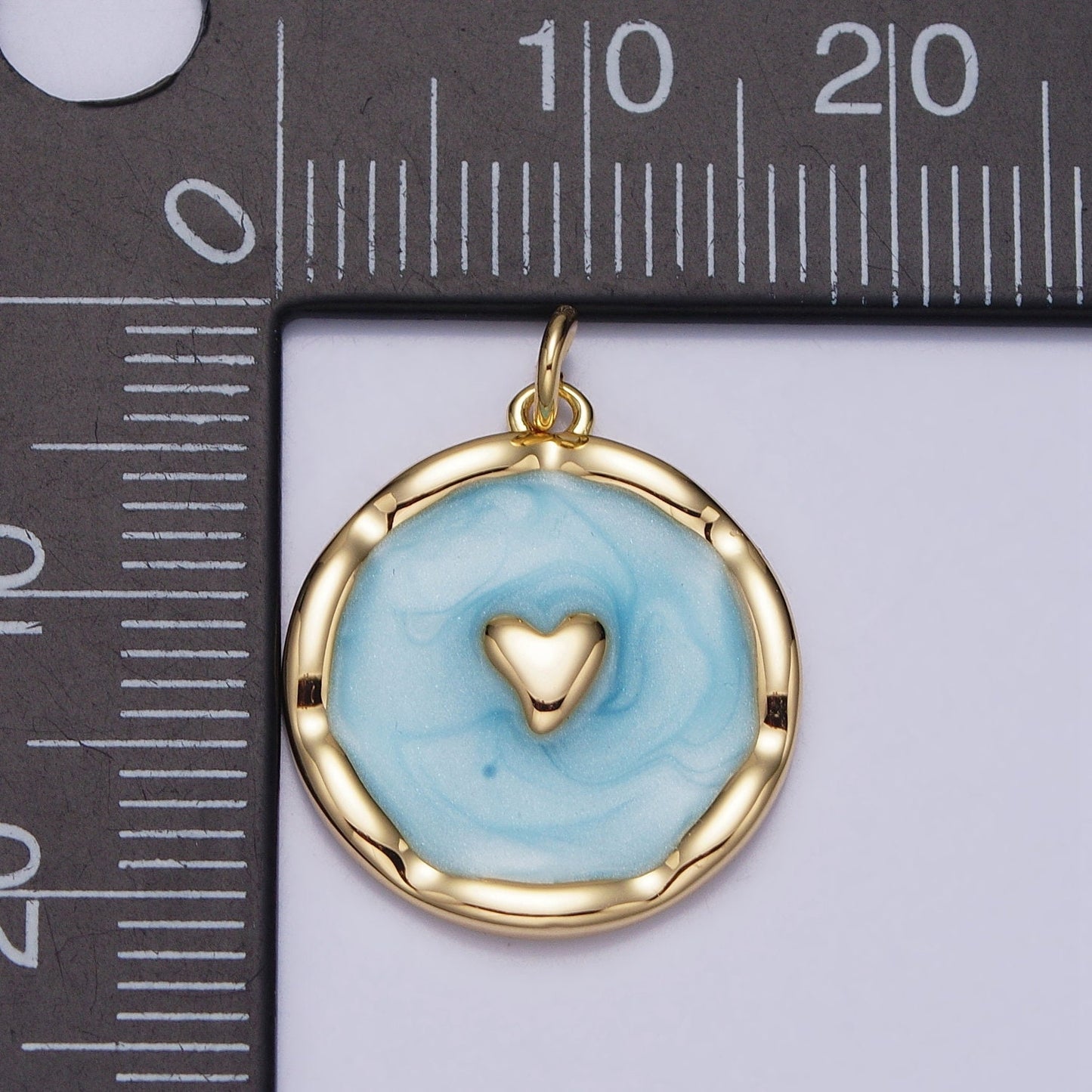 1Pc Gold Heart Charms Blue, White, Pink Enamel Love charm Decorative Round Disc Charm Medallion for Necklace Bracelet AC633