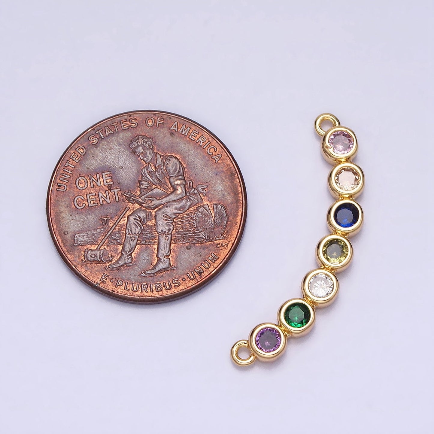 Dainty Gold, Silver Multi Color Circle Cubic Zirconia 25.8mm Link Connector for Collar Necklace Component Handmade Choker Necklace| Y-855