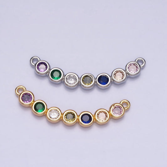 Dainty Gold, Silver Multi Color Circle Cubic Zirconia 25.8mm Link Connector for Collar Necklace Component Handmade Choker Necklace| Y-855