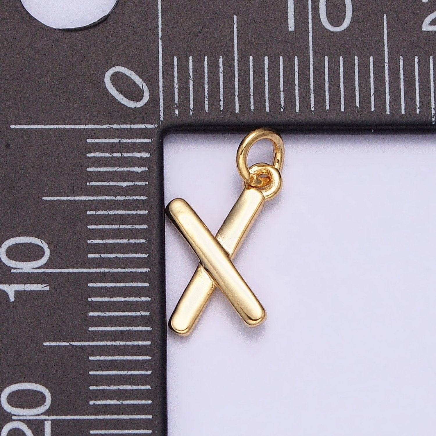 16K Gold Filled Mini "X" Initial Crossed Stick Geometric Minimalist Add-On Charm | AC1151