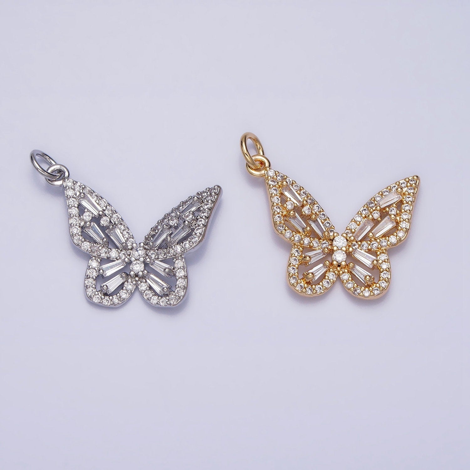 Dainty 18K Gold Plated Micro Pave Monarch Butterfly Charm, Cubic Zirconia Mariposa Pendant Charm, Gold Charm,DIYJewelry,chp321-323