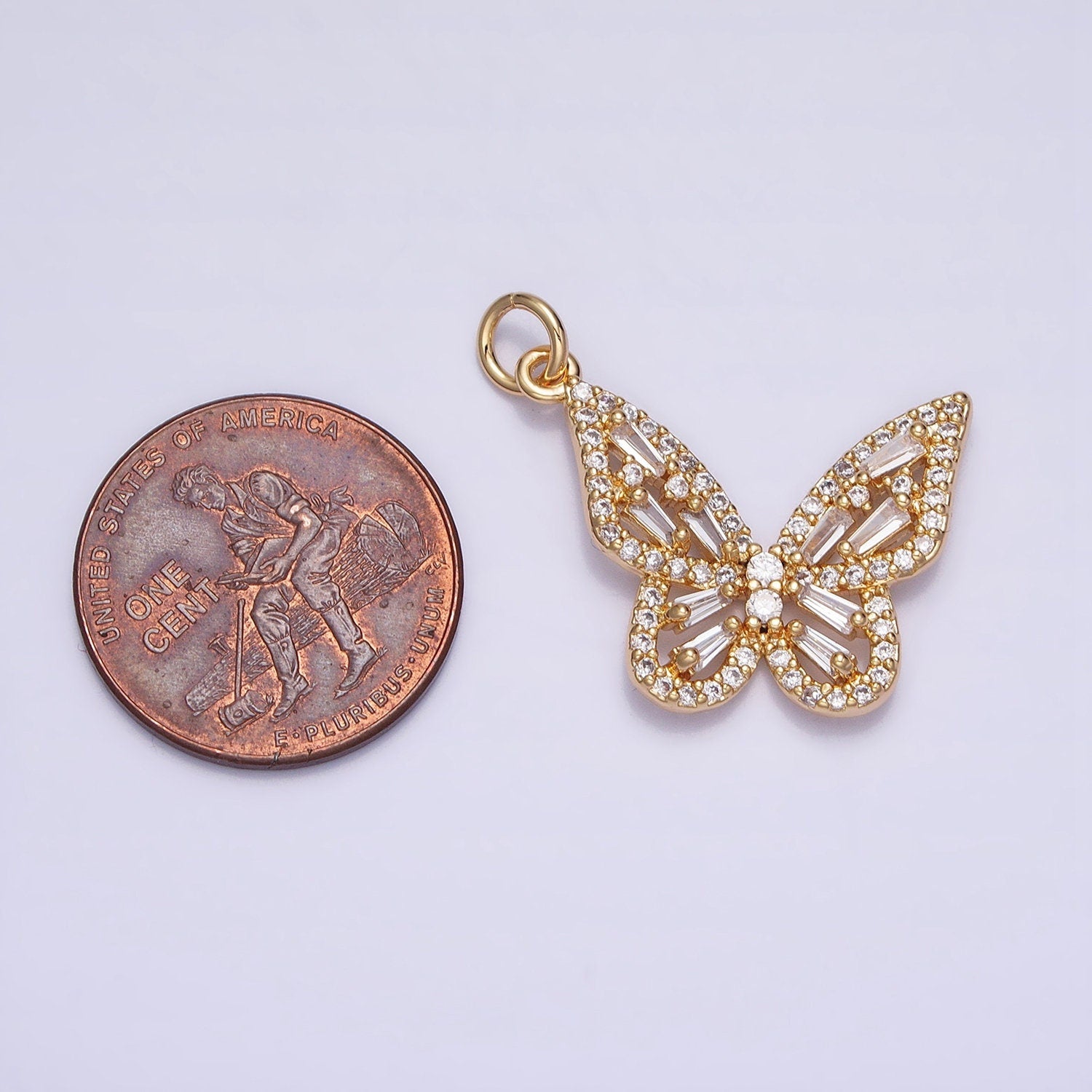 Dainty 18K Gold Plated Micro Pave Monarch Butterfly Charm, Cubic Zirconia Mariposa Pendant Charm, Gold Charm,DIYJewelry,chp321-323