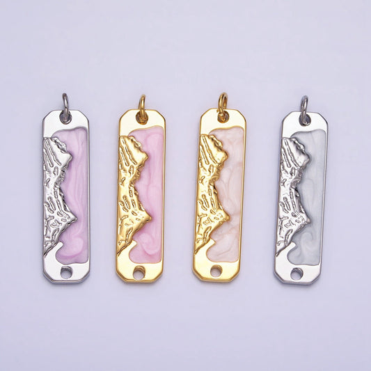 Pink Enamel Long Bar Mountain Charm Silver Gold Mountain Range Peaks Hill Earth Day Necklace Pendant AC569 AC570 AC571 AC572