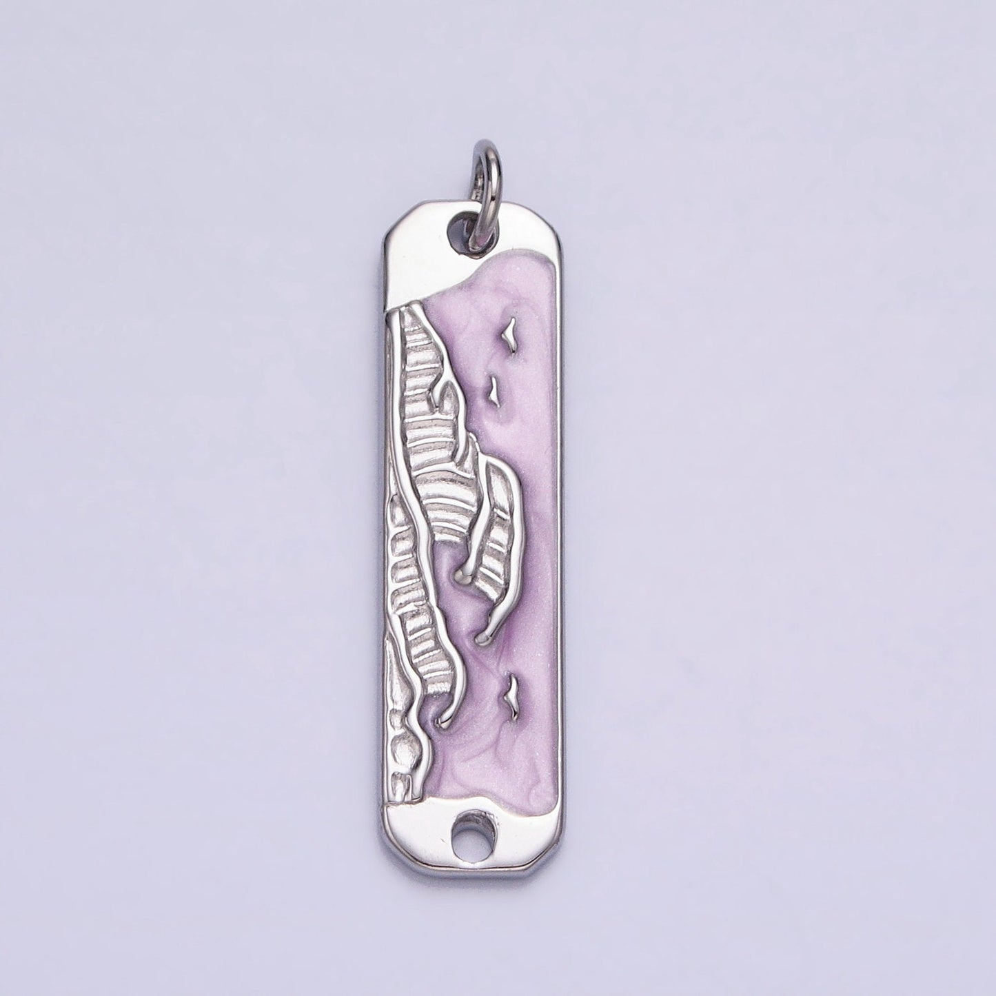 Pink Enamel Long Ocean Wave Charm Silver Gold Beach Water Earth Day Necklace Pendant AC573 AC574