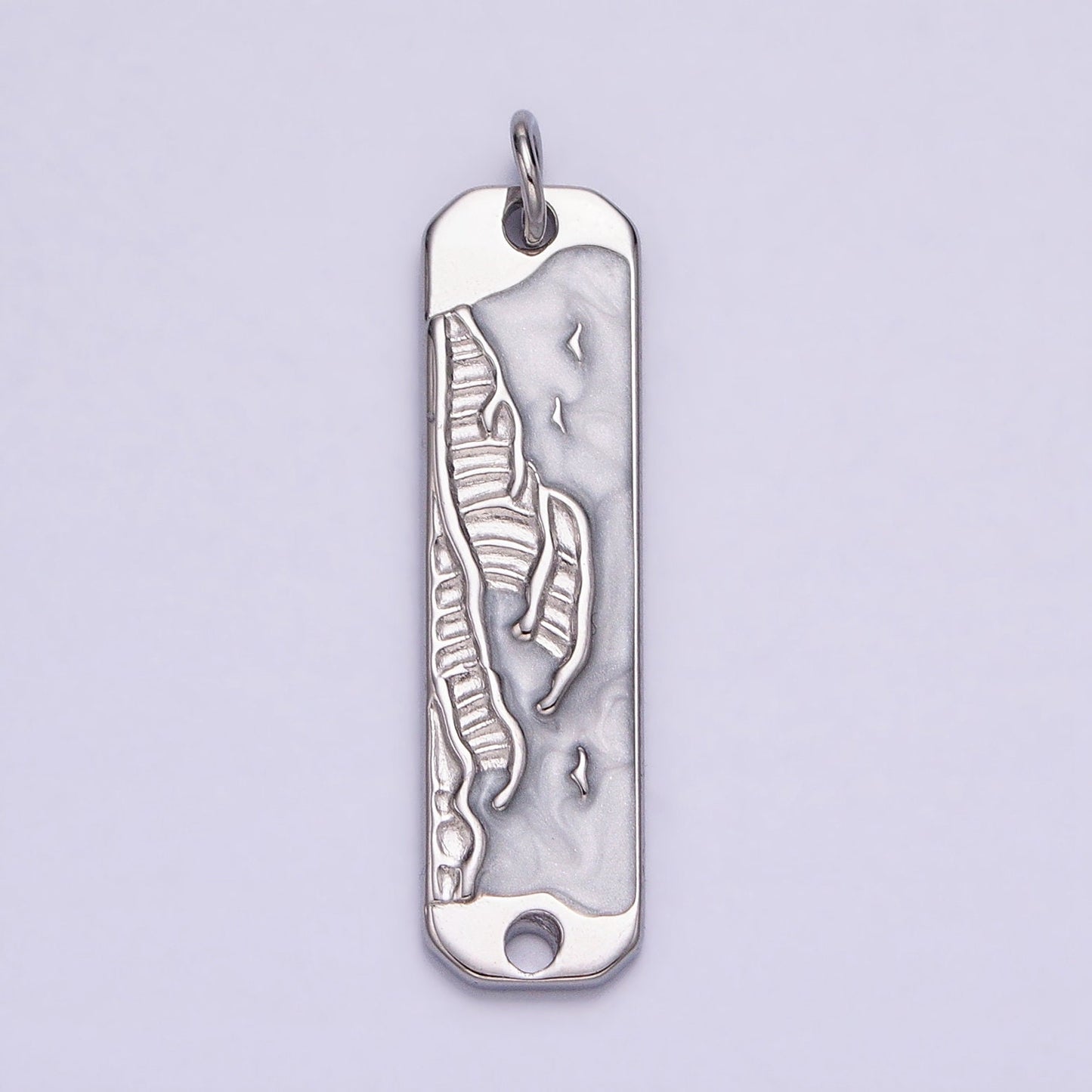 Pink Enamel Long Ocean Wave Charm Silver Gold Beach Water Earth Day Necklace Pendant AC573 AC574