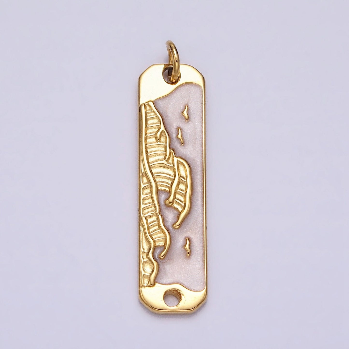 Pink Enamel Long Ocean Wave Charm Silver Gold Beach Water Earth Day Necklace Pendant AC573 AC574