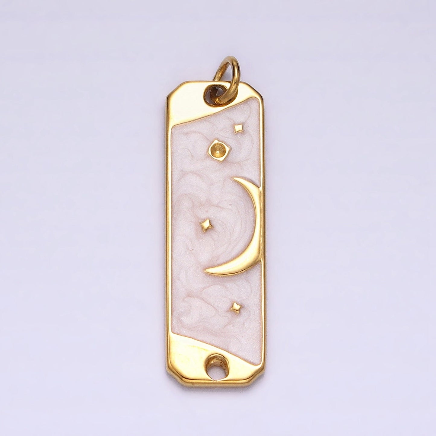 Pink Enamel Long Moon Sky Charm Silver Gold Star Galaxy Earth Day Necklace Pendant AC577 AC578