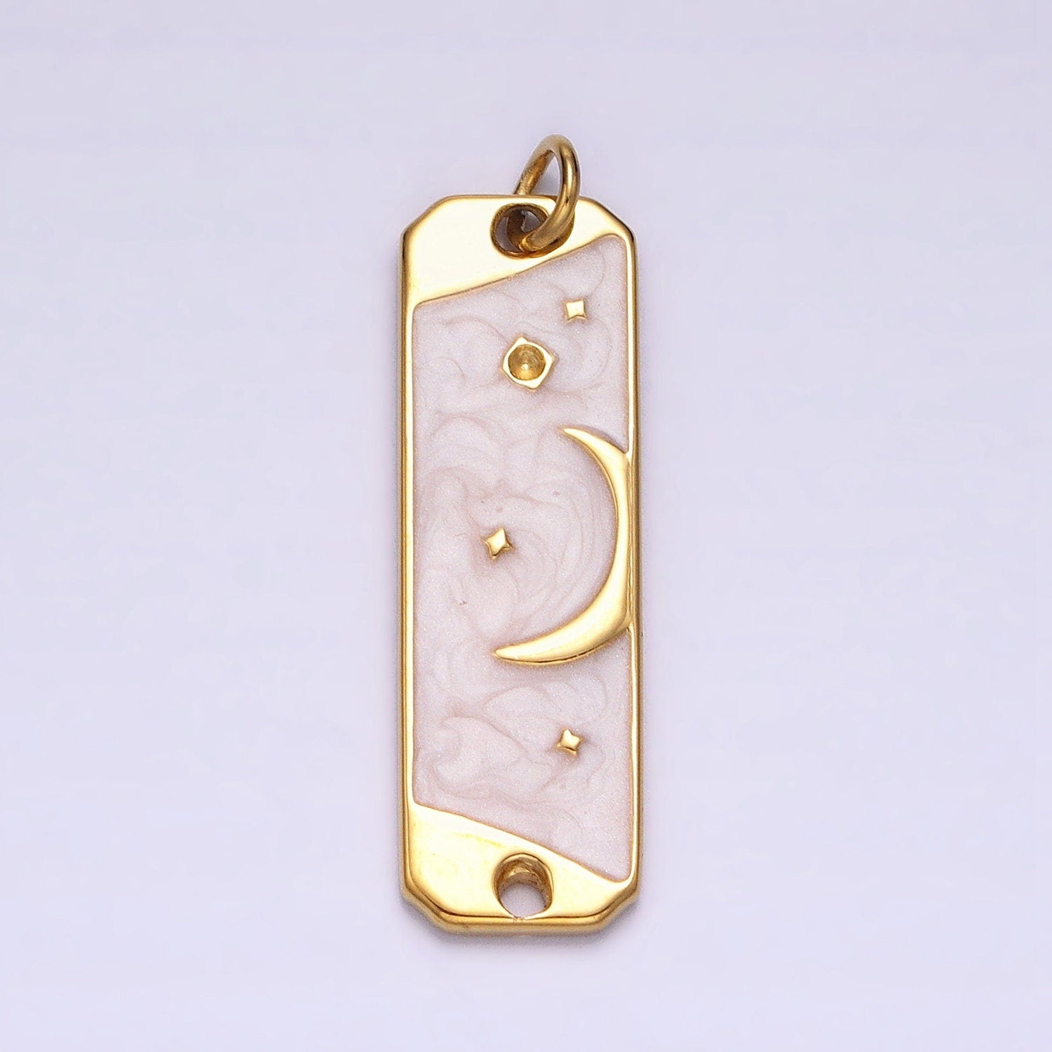 Pink Enamel Long Moon Sky Charm Silver Gold Star Galaxy Earth Day Necklace Pendant AC577 AC578