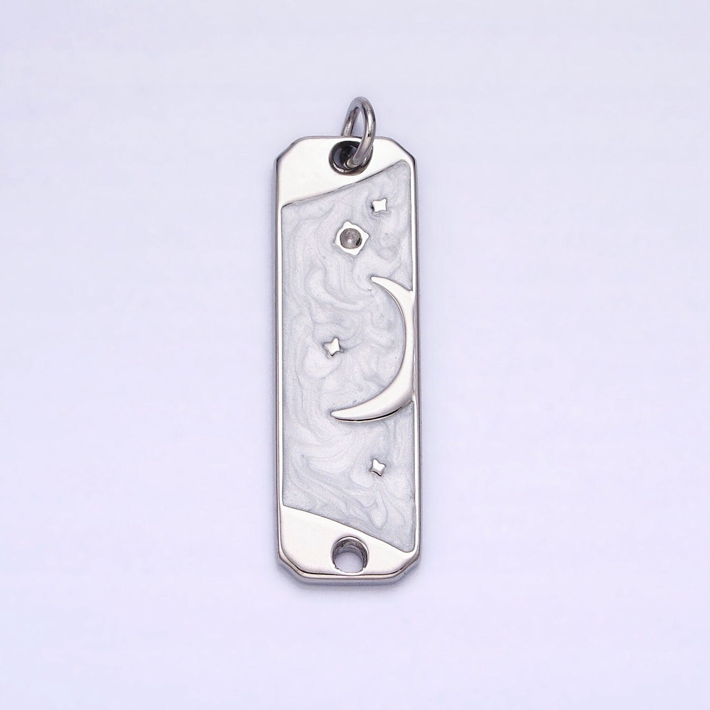 Pink Enamel Long Moon Sky Charm Silver Gold Star Galaxy Earth Day Necklace Pendant AC577 AC578