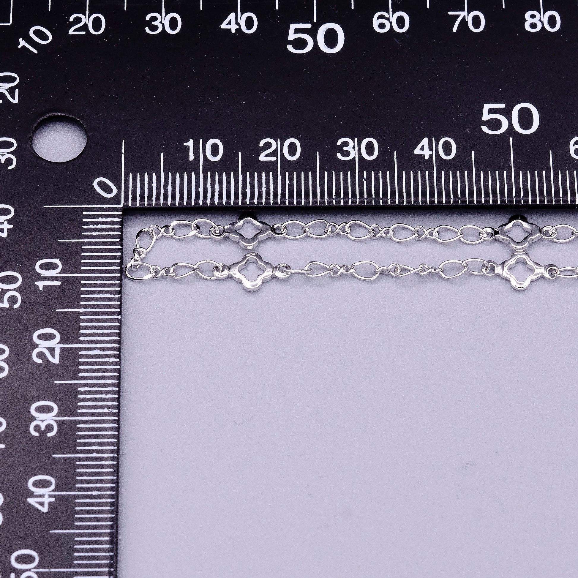 White Gold Filled Clover Quatrefoil Figure Eight 2.5mm Unique Unfinished Silver Chain by Yard For Jewelry Making | ROLL-1360