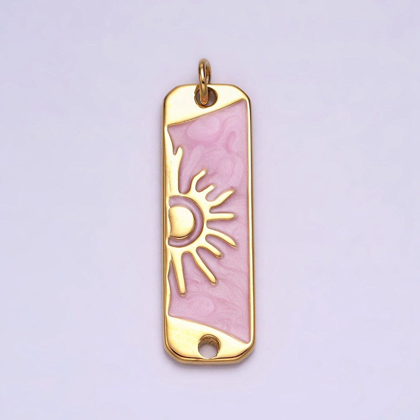 Pink Enamel Long Sun Charm Silver Gold Sun Rise Earth Day Necklace Pendant AC581 AC582