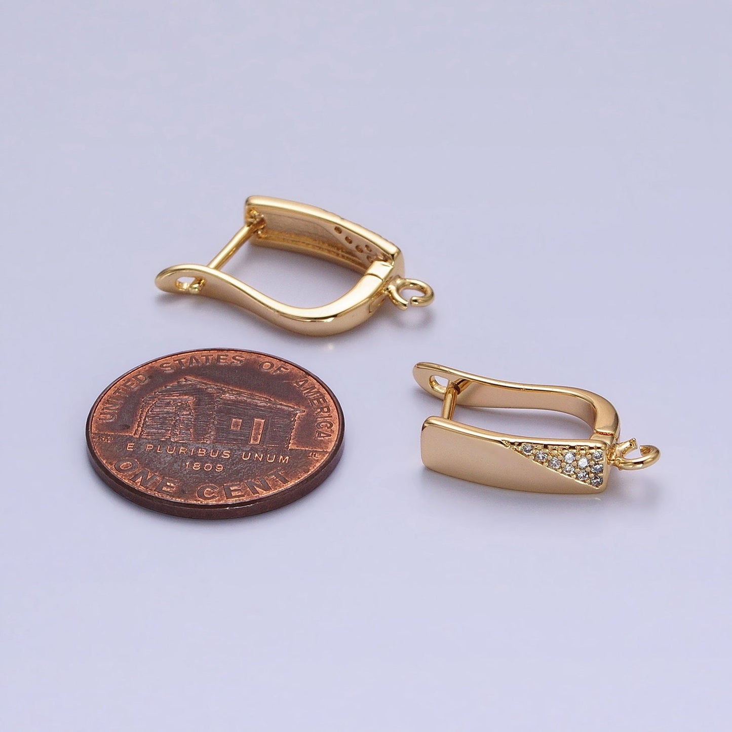 16k Gold Plated over brass Huggie leverback Earring wih Open Link for Handmade Jewelry Component Z188