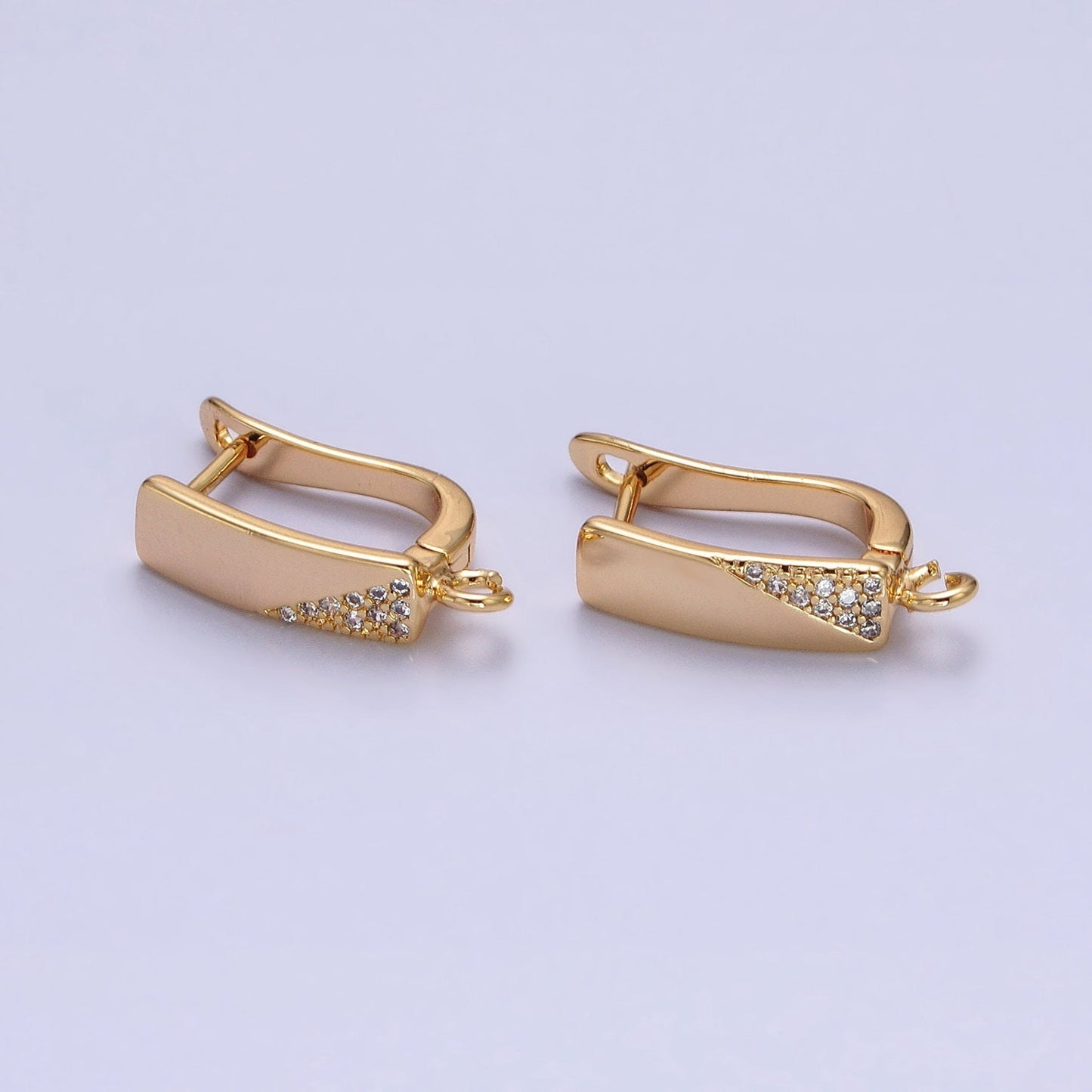 16k Gold Plated over brass Huggie leverback Earring wih Open Link for Handmade Jewelry Component Z188