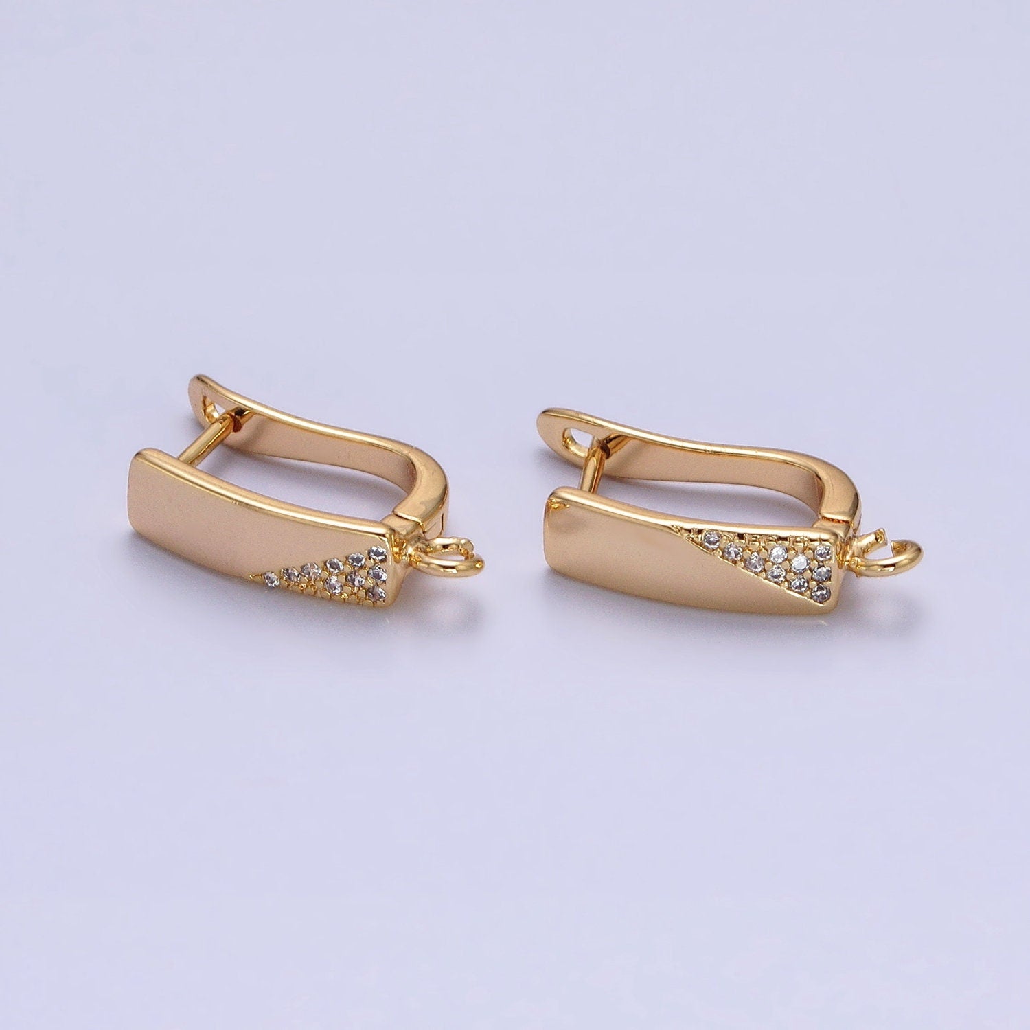 16k Gold Plated over brass Huggie leverback Earring wih Open Link for Handmade Jewelry Component Z188