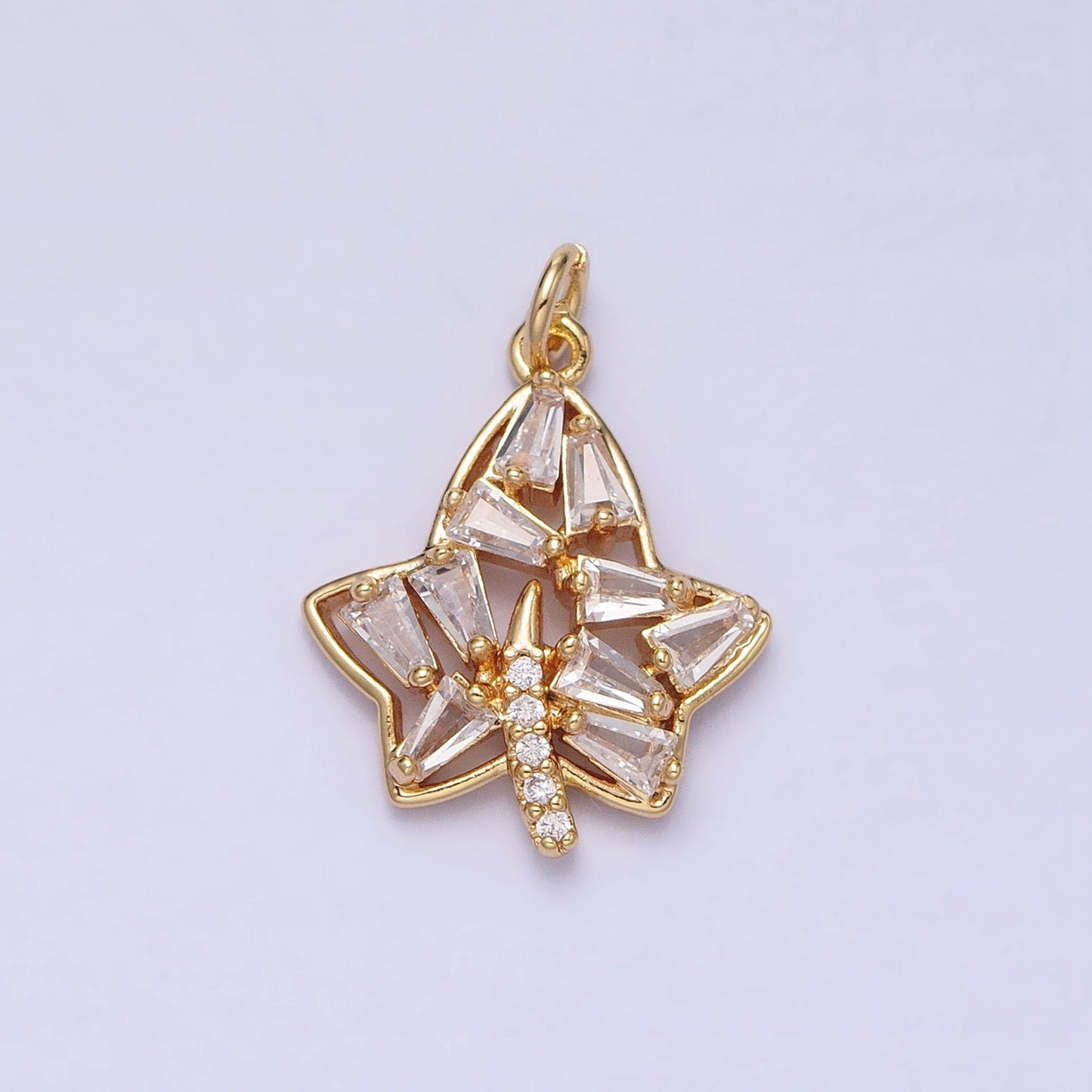 16K Gold Filled 19x14mm Clear Marquise Maple Leaf Nature Charm in Gold & Silver | AC480