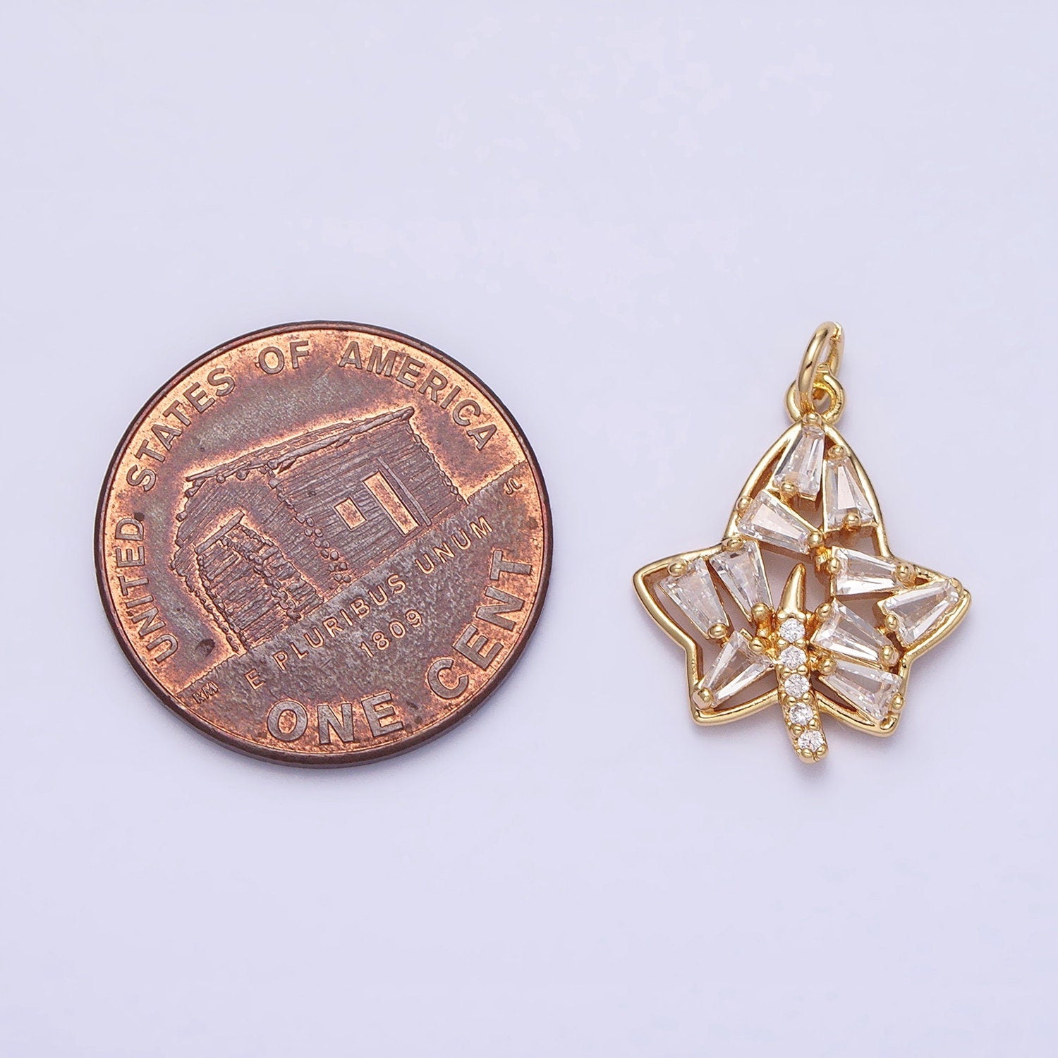 16K Gold Filled 19x14mm Clear Marquise Maple Leaf Nature Charm in Gold & Silver | AC480