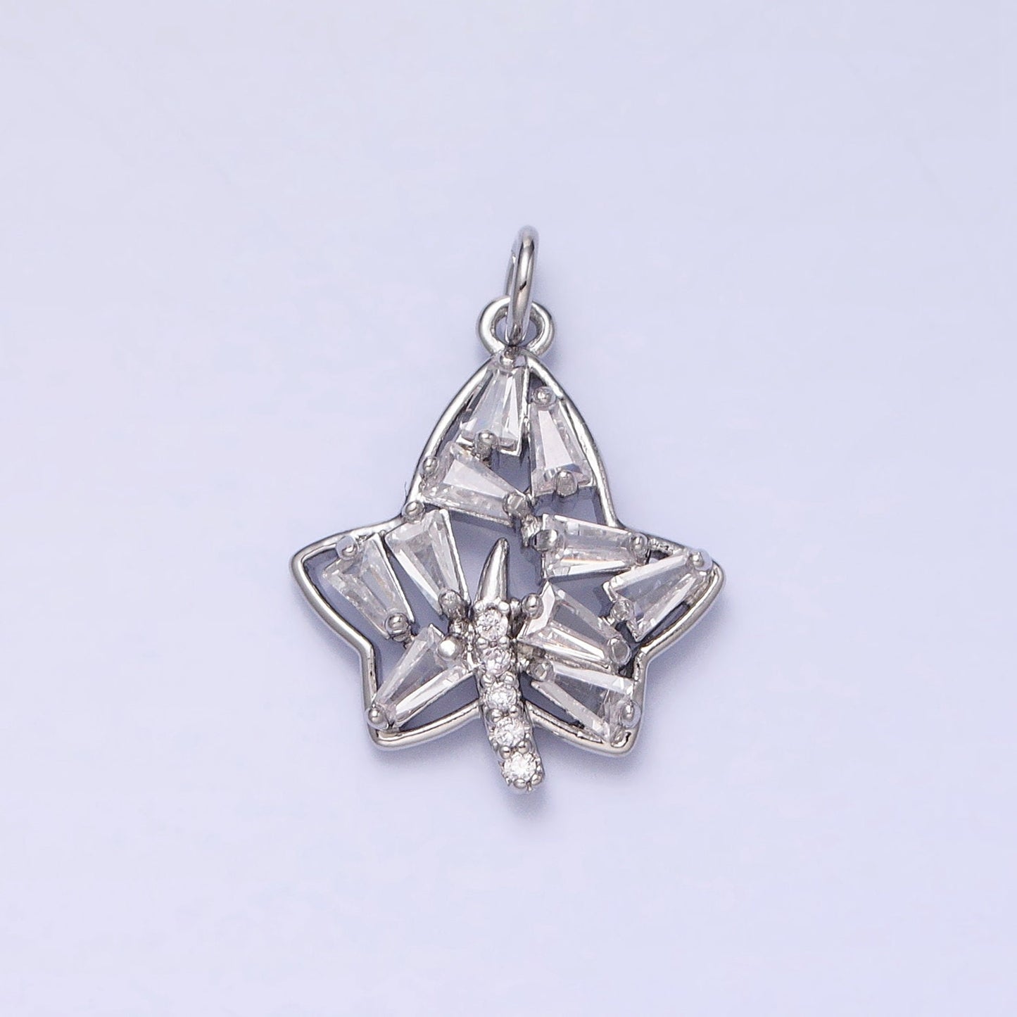 16K Gold Filled 19x14mm Clear Marquise Maple Leaf Nature Charm in Gold & Silver | AC480