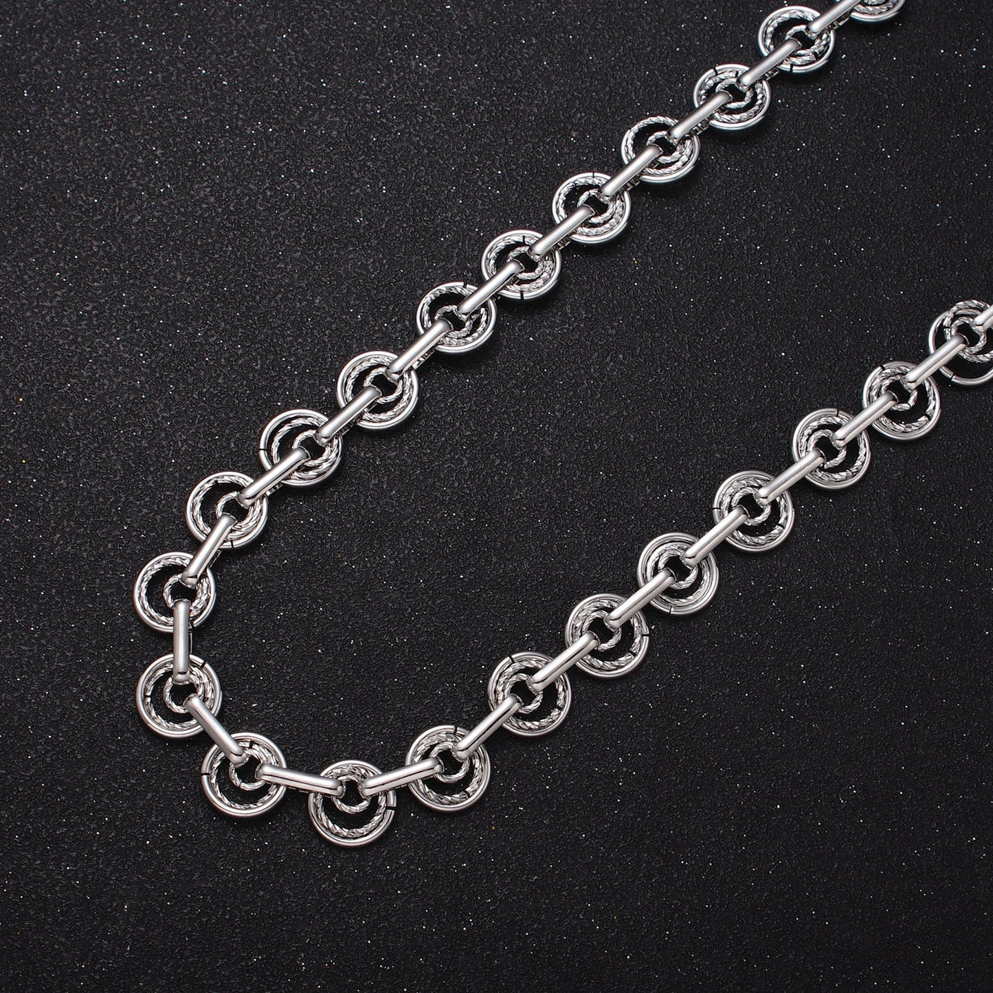 16k Gold Filled Statement Designed Textured Round Disc Link Unfinished Statement Chain by Yard in Gold & Silver | ROLL-1135, ROLL-1136