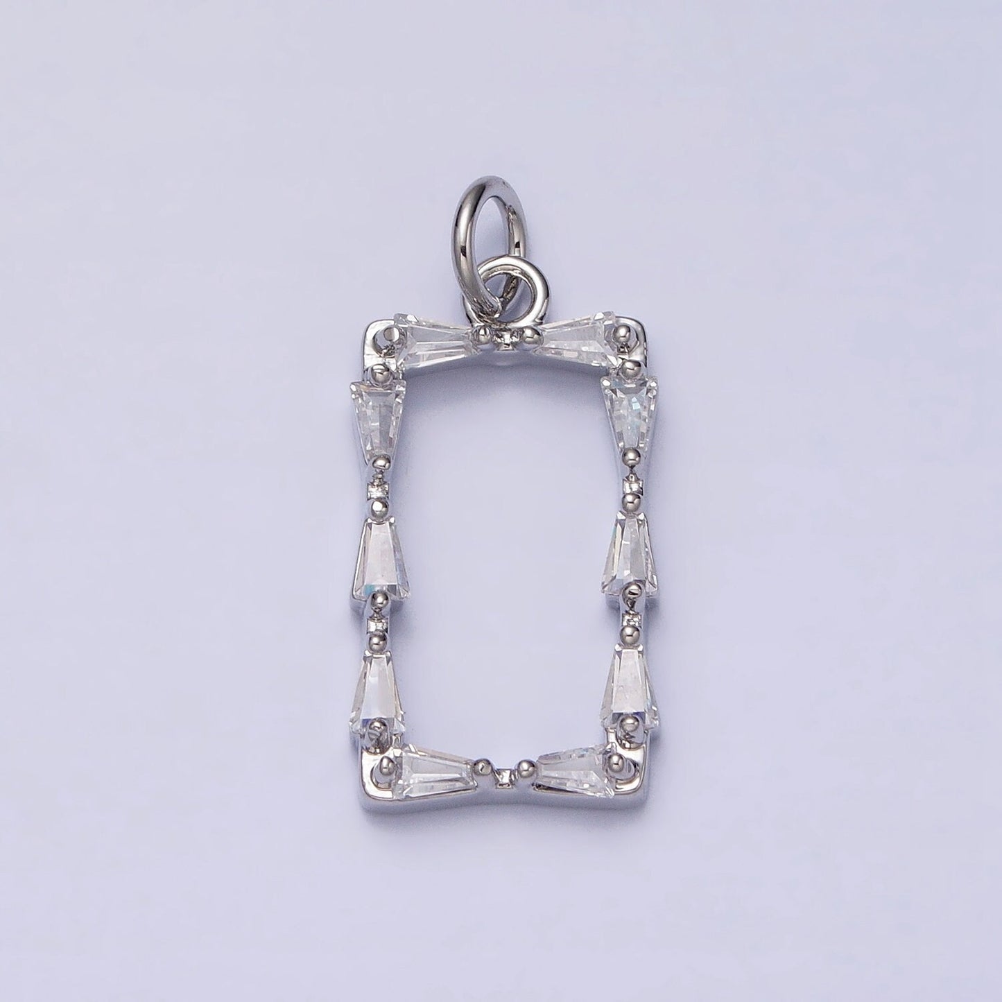 Mini Gold Baguette CZ Stone Geometric Rectangle Charm Pendant Silver Frame Charm AC498 AC499