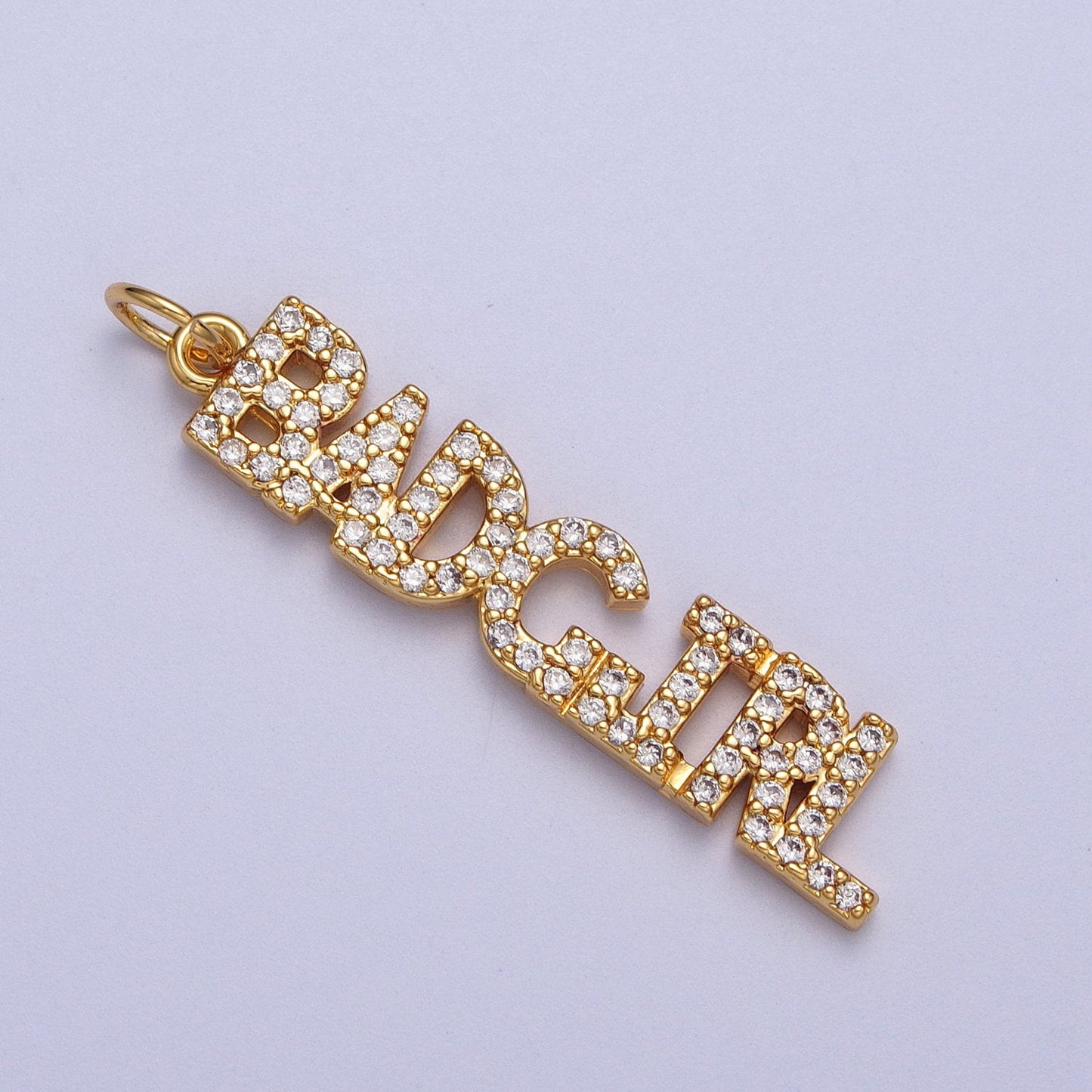 Cubic Gold Badgirl Charm for Bracelet Necklace Earring Component Diy Jewelry Making Supply CZ Word Charm Minimalist Jewelry AC551