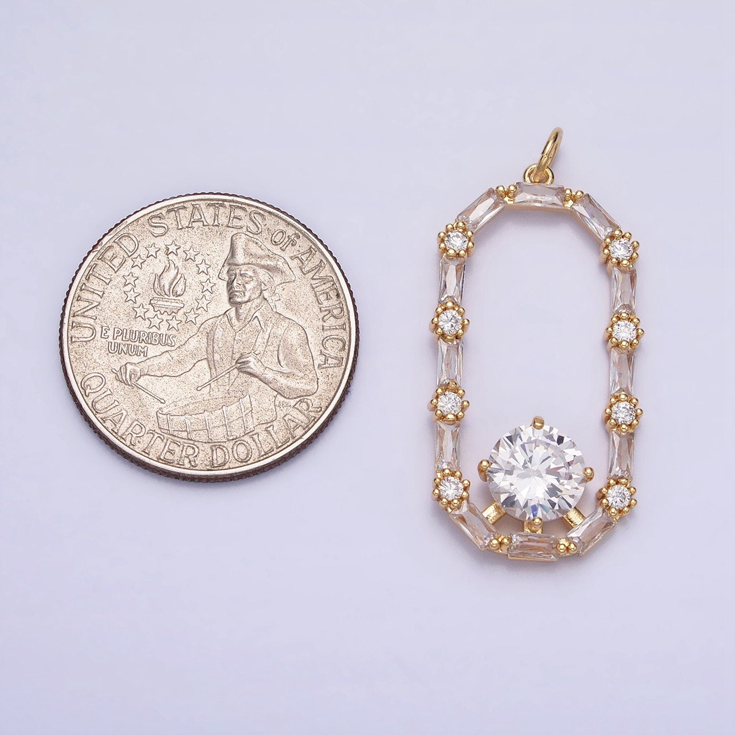 Dainty Baguette Oval charm Mini 16K Gold Filled Luxury Geometric pendant for Necklace Bracelet Earring Component AC970