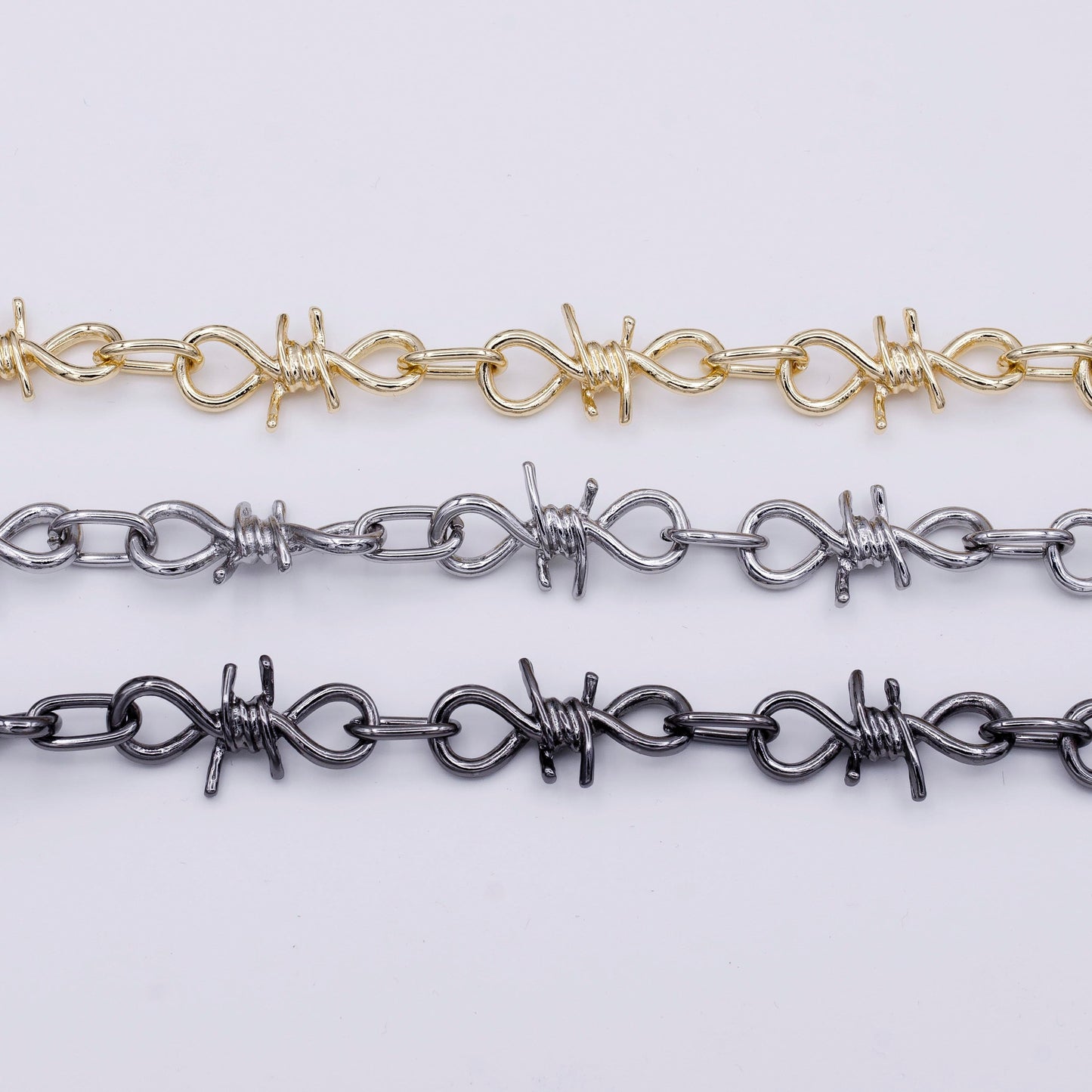 Barbed Wire Chain By Yard Gothic Designed 29.3mm x 15.2mm Gold, Silver, Black Wholesale Roll Chain - Roll-957, Roll-958, Roll-959