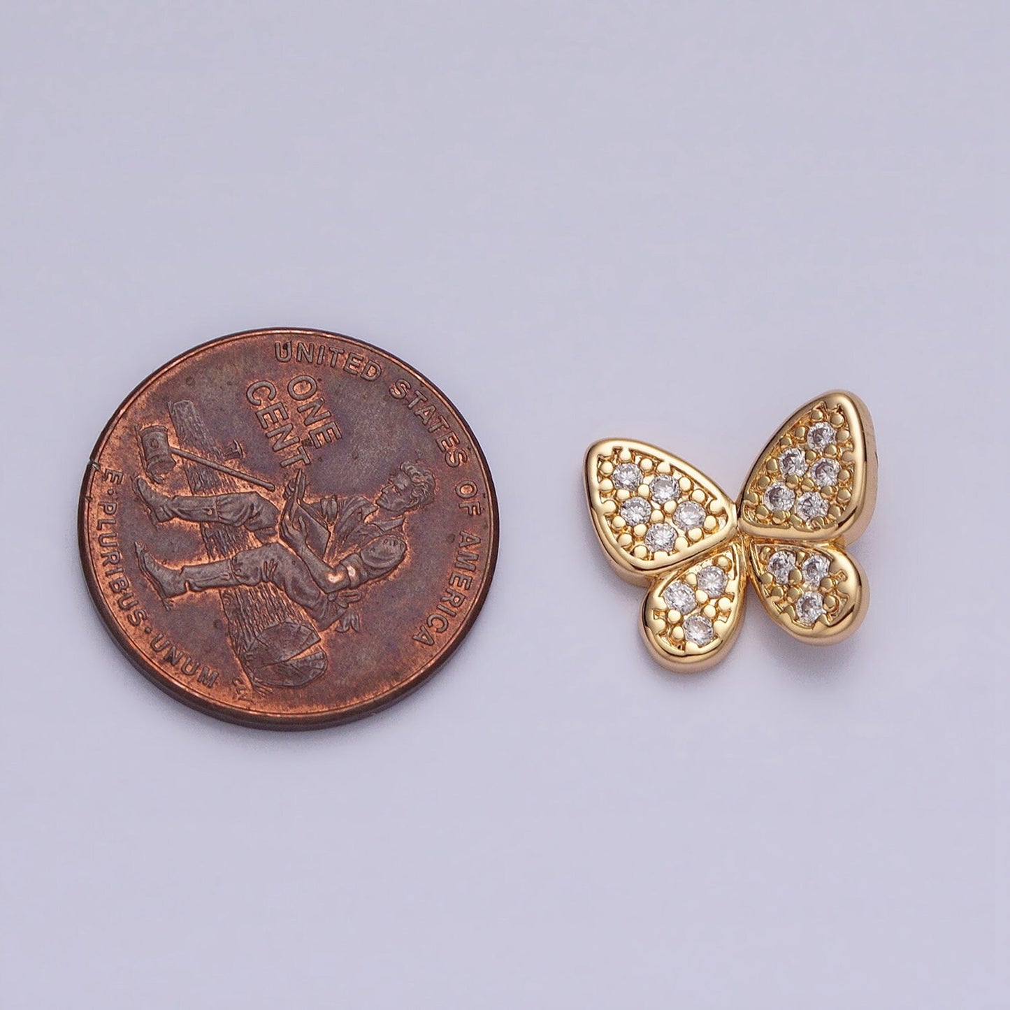 Teeny Tiny Butterfly Charm CZ Gold Plated Charm for bracelet necklace earring component AA357