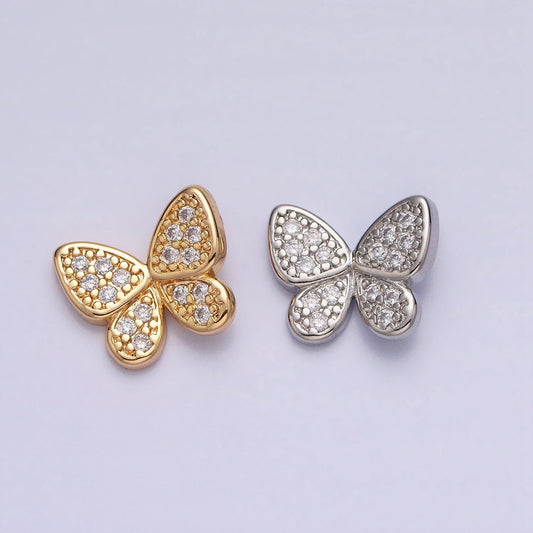 Small Butterfly Charm CZ Gold Plated Charm for bracelet necklace earring component AA357