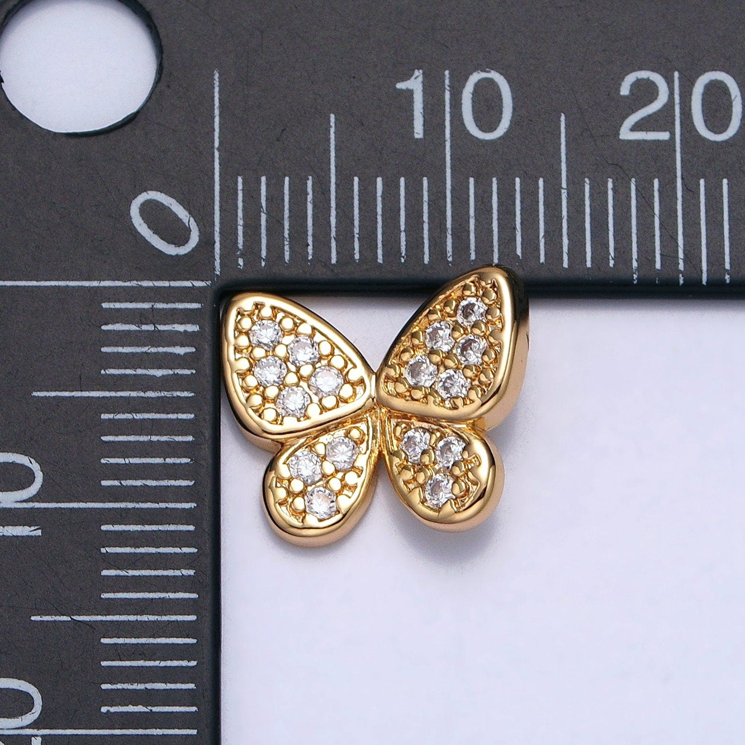 Teeny Tiny Butterfly Charm CZ Gold Plated Charm for bracelet necklace earring component AA357