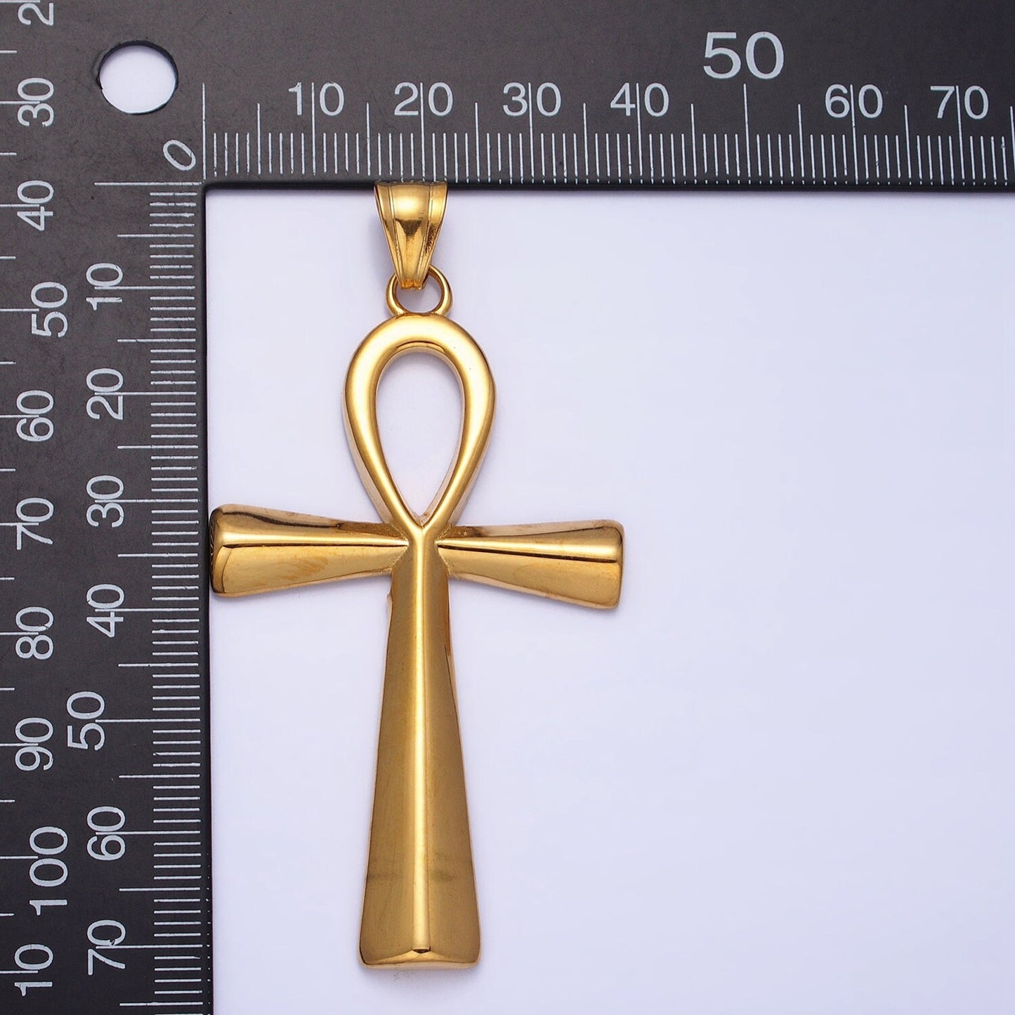Stainless Steel Religious Ankh Cross Pendant in Silver Gold | P-1085 P-1086