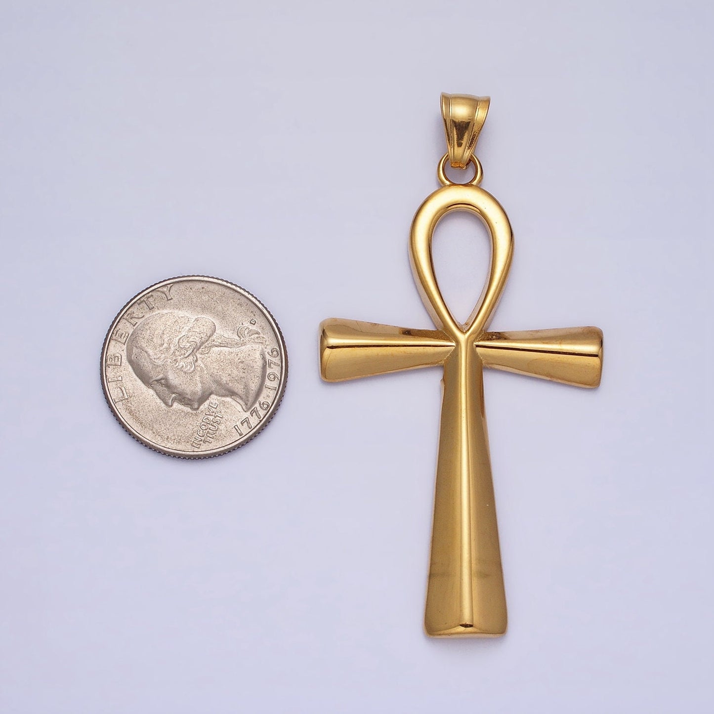 Stainless Steel Religious Ankh Cross Pendant in Silver Gold | P-1085 P-1086