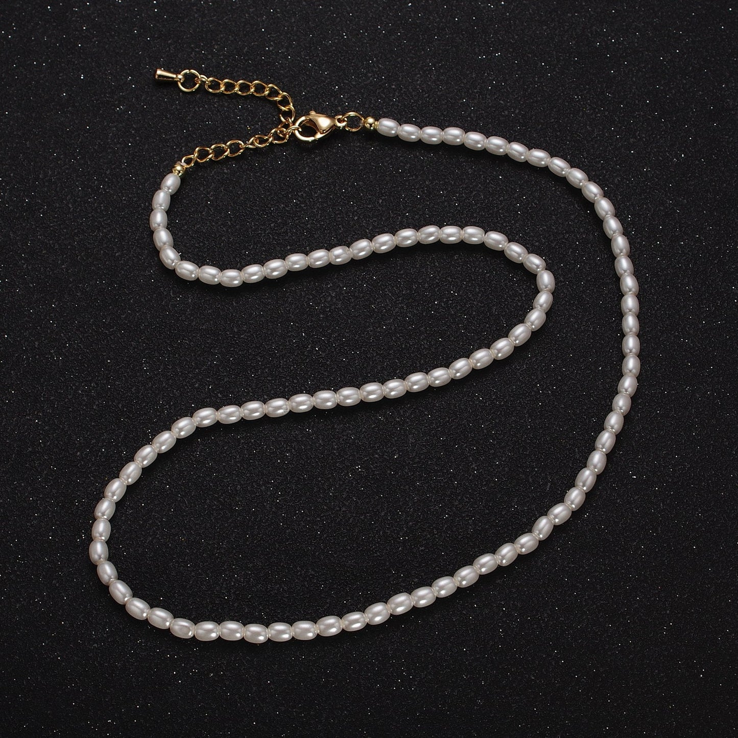 Tiny Rice Pearl Strand Necklace, Freshwater Pearl Necklace 24k Gold Filled Minimalist Necklace, Dainty Pearl Choker Necklace 16 inch WA1560
