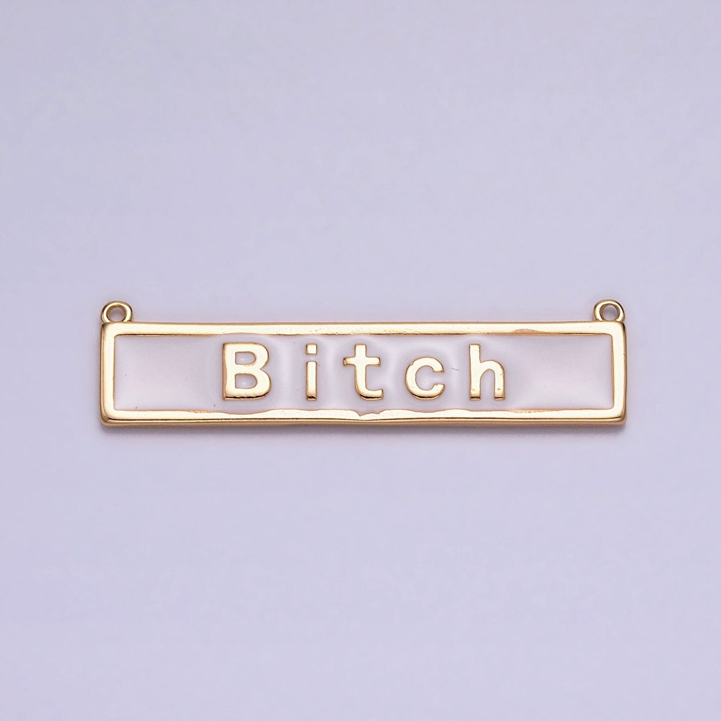 Bitch Nameplate Necklace Charm Bitch Pendant Jewelry Funny Swear Word Curse Necklace Pendant in White Pink Enamel Y-832~Y-833