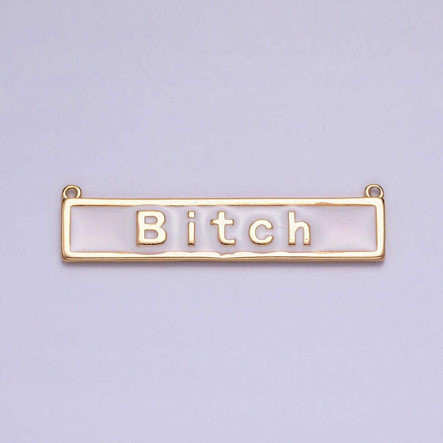 Bitch Nameplate Necklace Charm Bitch Pendant Jewelry Funny Swear Word Curse Necklace Pendant in White Pink Enamel Y-832~Y-833