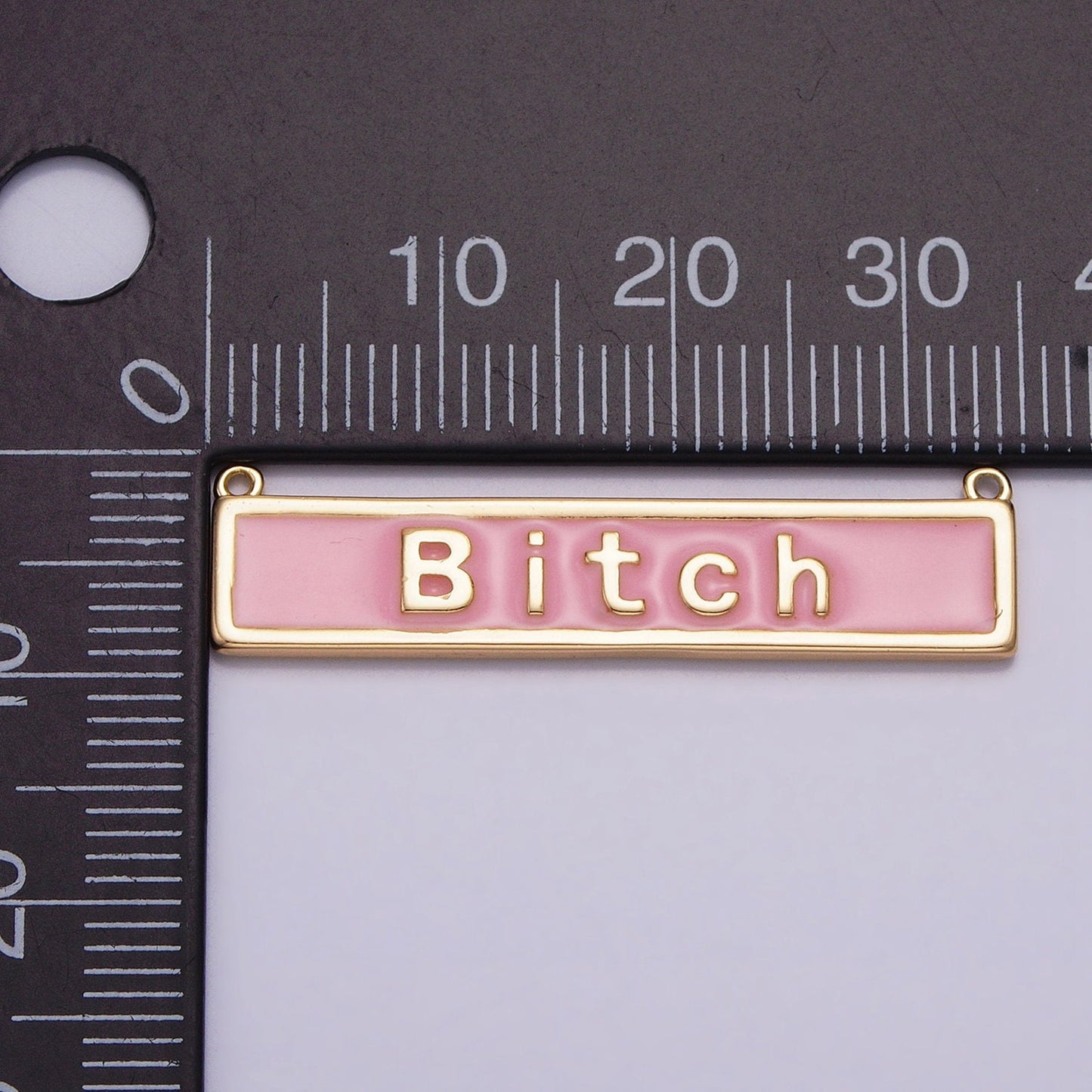 Bitch Nameplate Necklace Charm Bitch Pendant Jewelry Funny Swear Word Curse Necklace Pendant in White Pink Enamel Y-832~Y-833