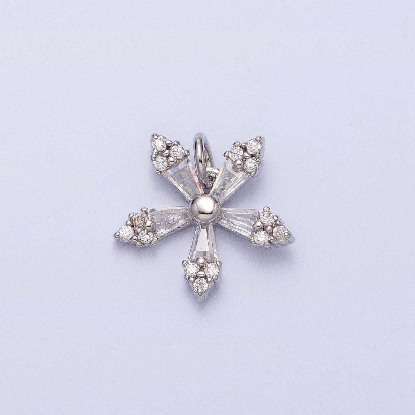 1pc Gold Micro Pave CZ Snow Flake Pendant Charm, Cubic Flower Pendant Charm, Star Pendant For Holiday Gift Christmas Jewelry AC506