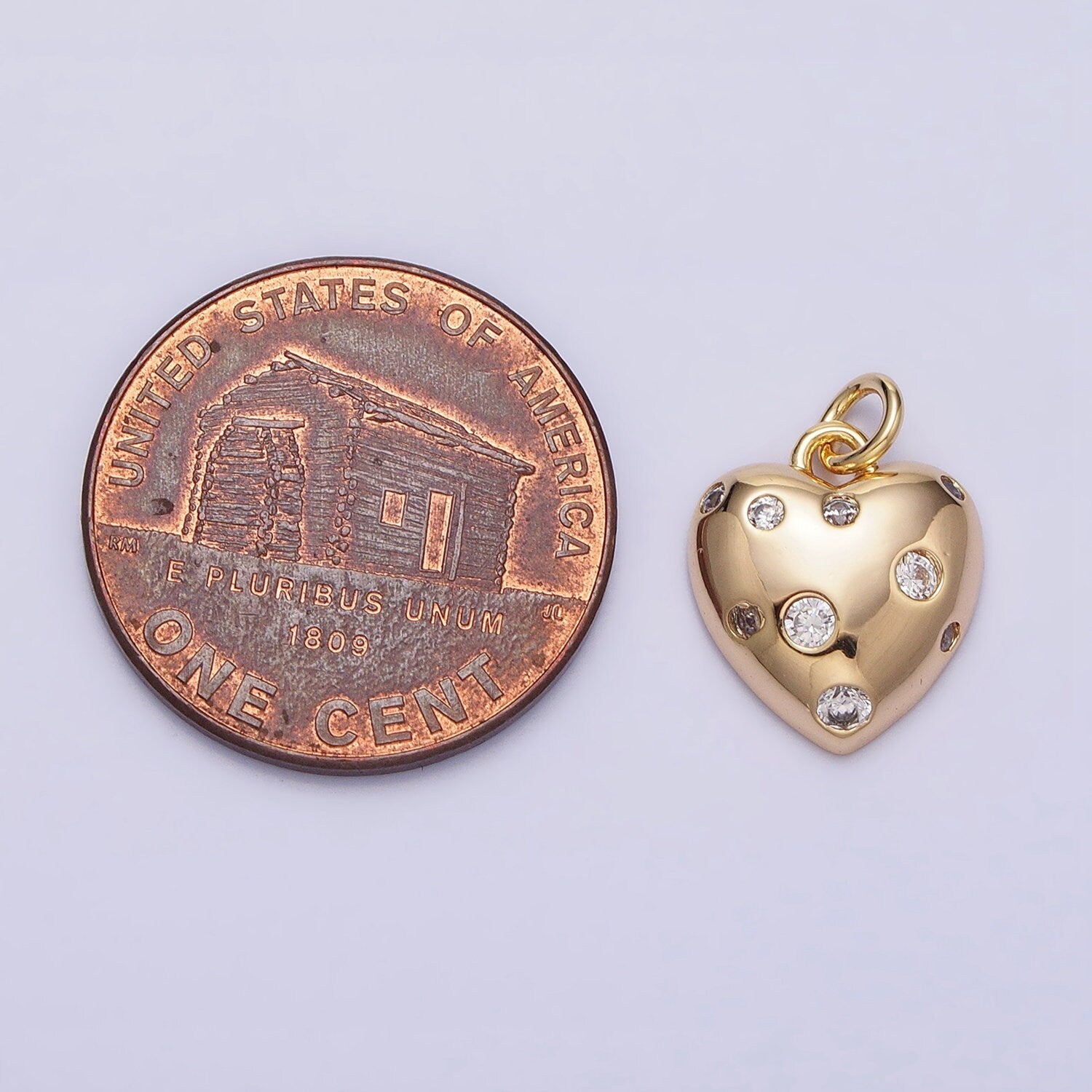 Mini Heart Gold Charm, Bubble Charm, Bubble Pendant, Bubble Geometric Love Charm, Tiny CZ Charm 16k Gold Filled AC508