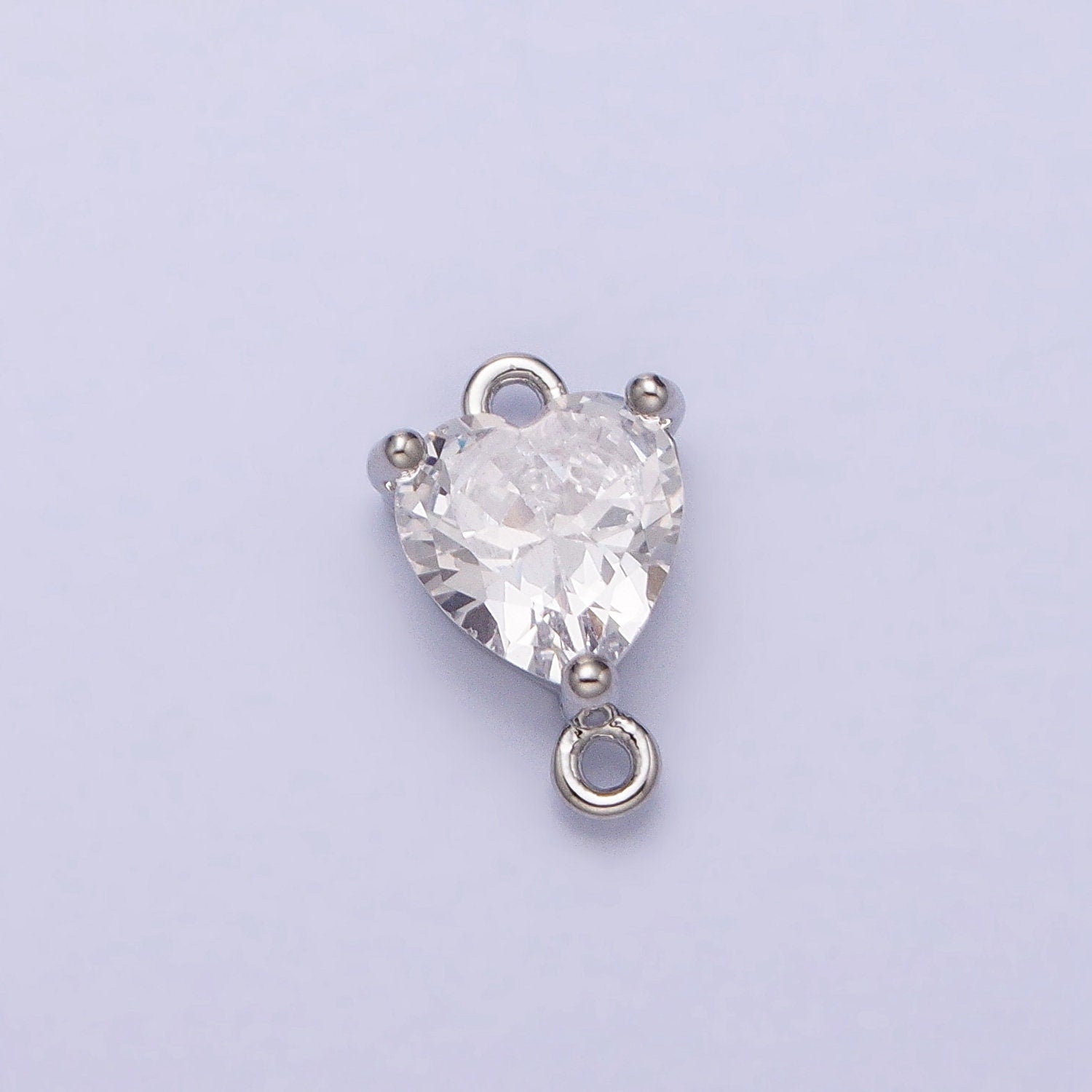 16K Gold Filled Heart Clear CZ Link Connector in Gold & Silver | F-030
