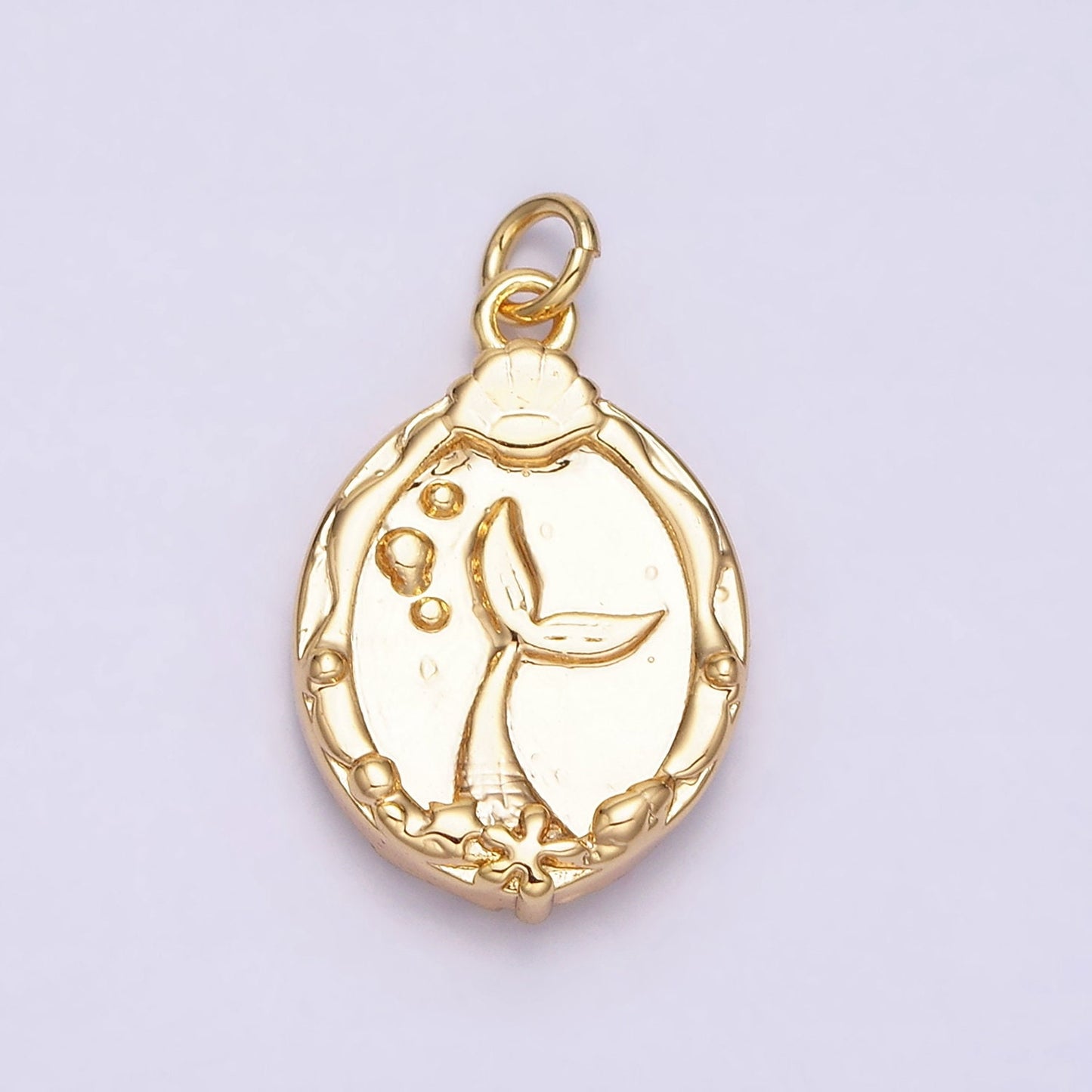 16K Gold Filled Double Sided Princess Mermaid White, Pink, Blue Sparkly Enamel Charm in Gold & Silver Cameo Charm | AC1087 - AC1092
