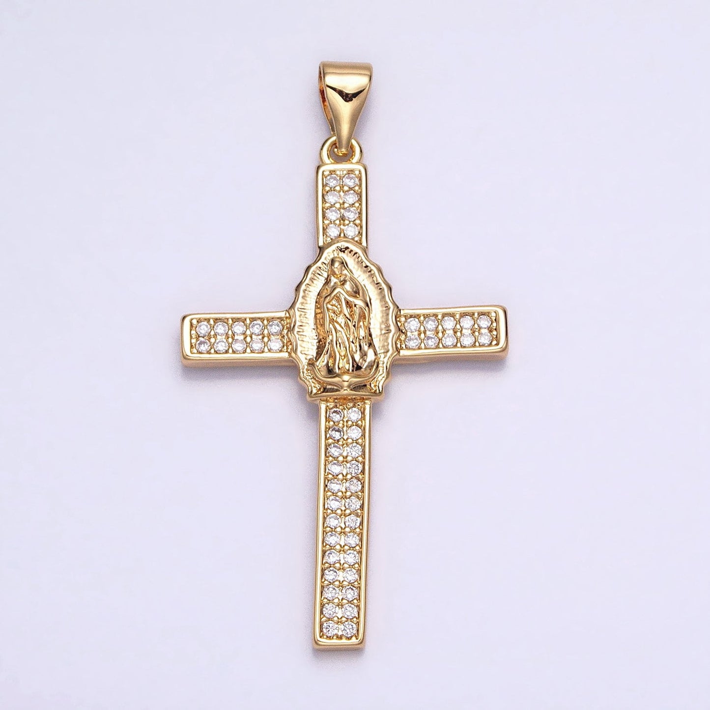 16k Gold Filled Lady Guadalupe Virgin Mary Cross Necklace Pendant Cross Charm Catholic Religious Jewelry Supply