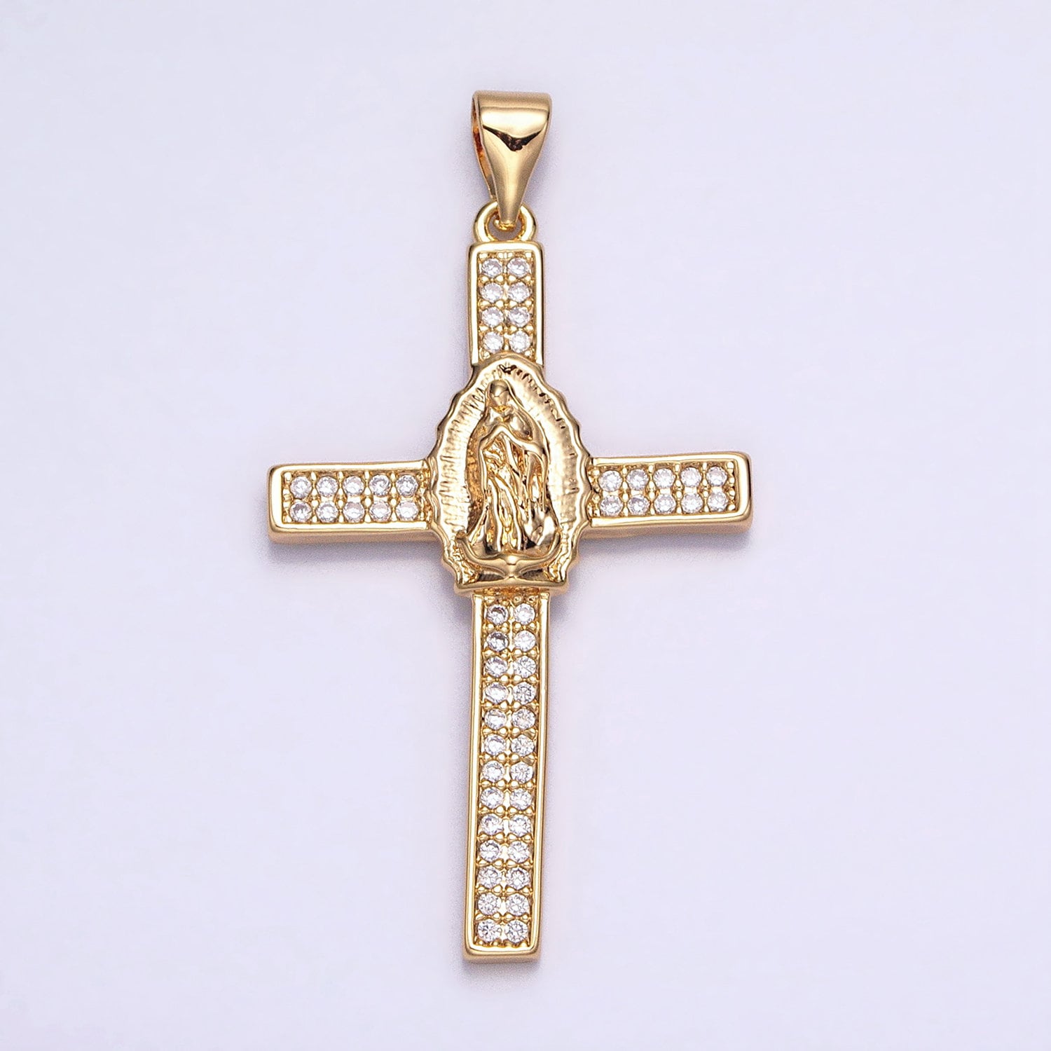 16k Gold Filled Lady Guadalupe Virgin Mary Cross Necklace Pendant Cross Charm Catholic Religious Jewelry Supply