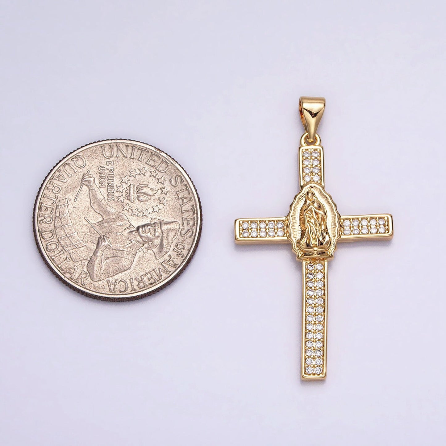 16k Gold Filled Lady Guadalupe Virgin Mary Cross Necklace Pendant Cross Charm Catholic Religious Jewelry Supply