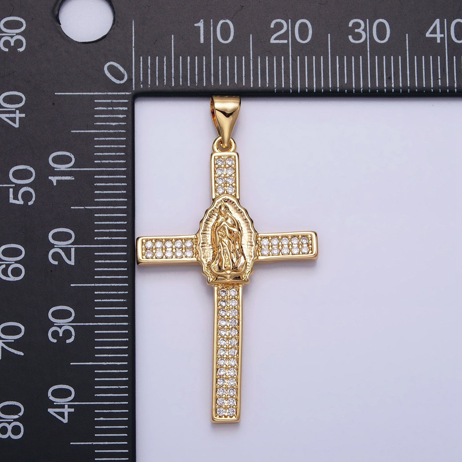 16k Gold Filled Lady Guadalupe Virgin Mary Cross Necklace Pendant Cross Charm Catholic Religious Jewelry Supply