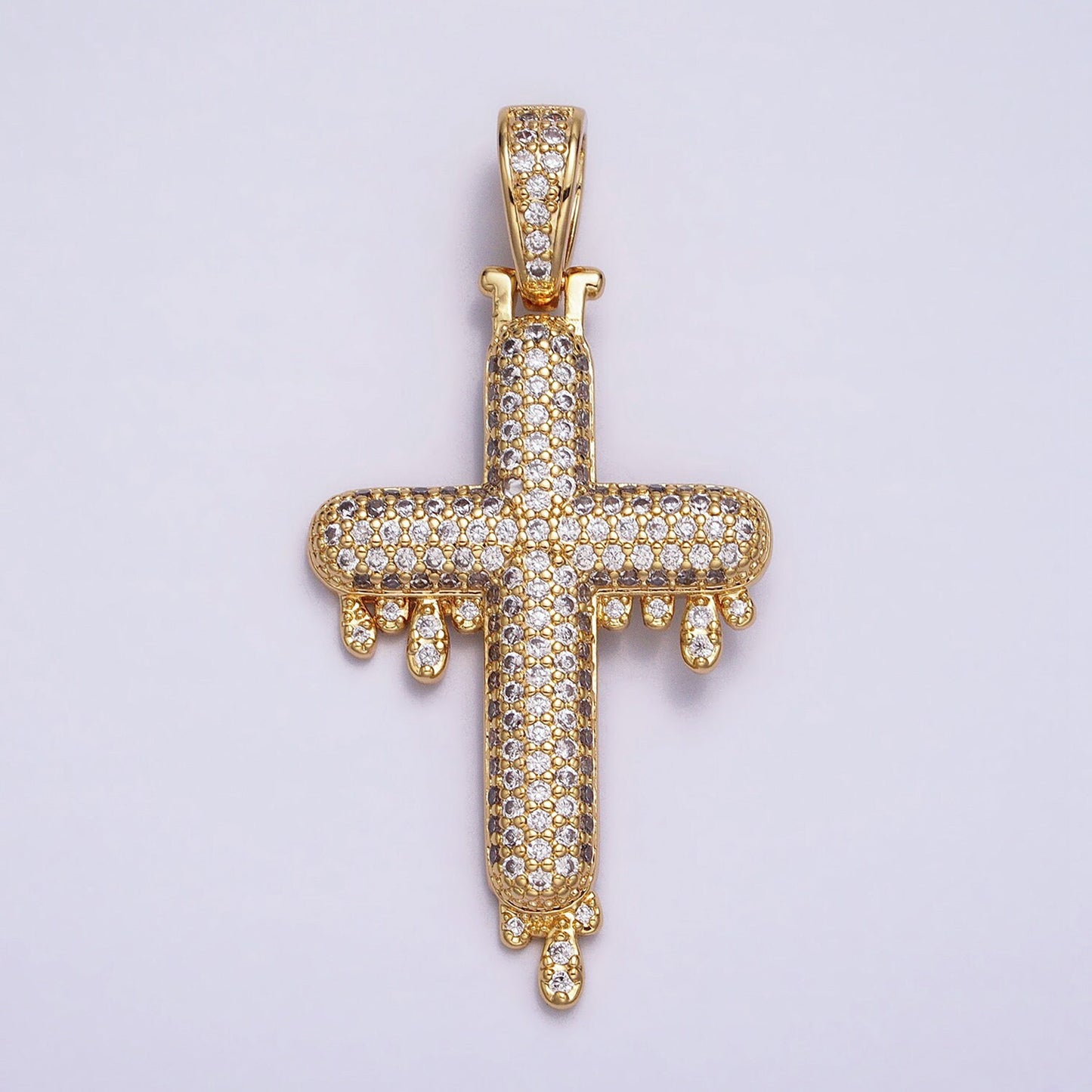 Iced Out Cubic Cross Pendant in 16k Gold Filled Charm for Hip Hop Religious Statement Jewelry AA377 AA378