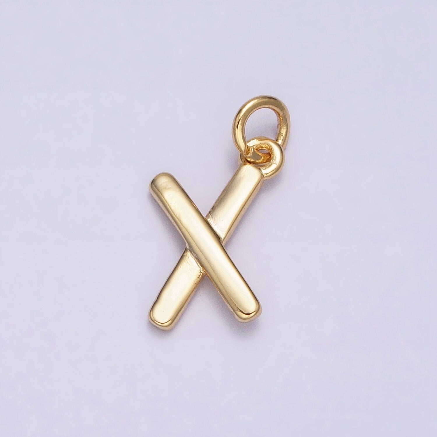 16K Gold Filled Mini "X" Initial Crossed Stick Geometric Minimalist Add-On Charm | AC1151