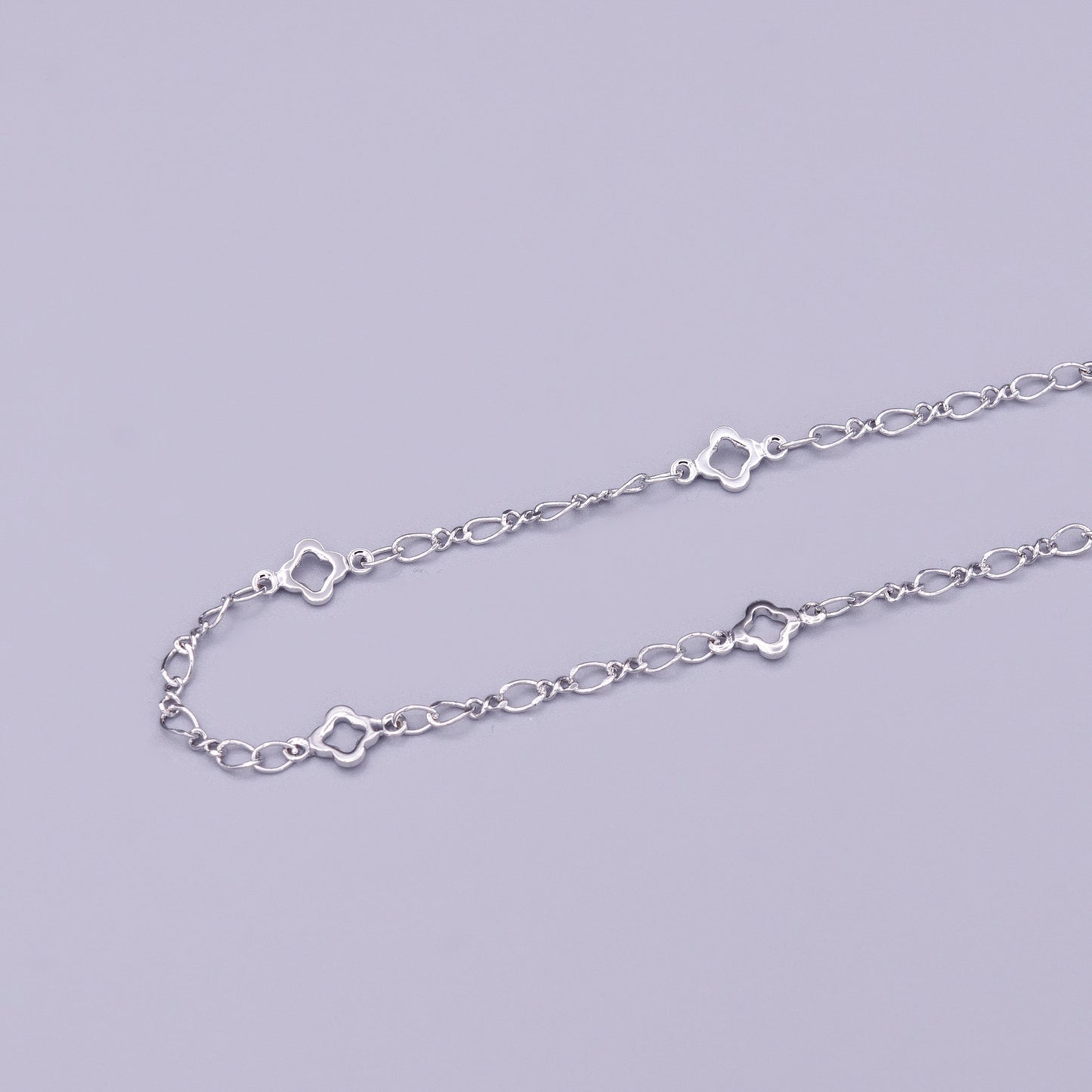 White Gold Filled Clover Quatrefoil Figure Eight 2.5mm Unique Unfinished Silver Chain by Yard For Jewelry Making | ROLL-1360
