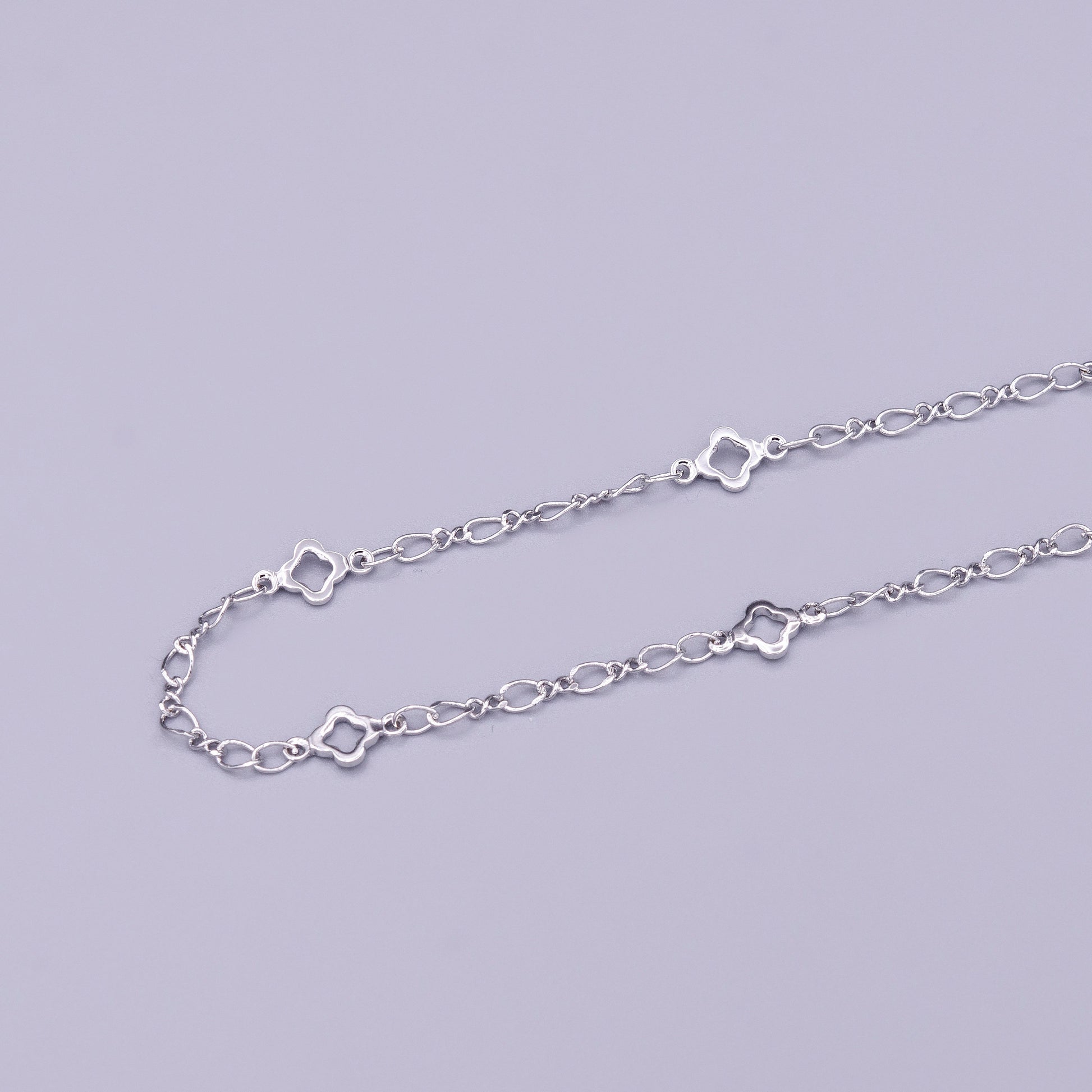 White Gold Filled Clover Quatrefoil Figure Eight 2.5mm Unique Unfinished Silver Chain by Yard For Jewelry Making | ROLL-1360