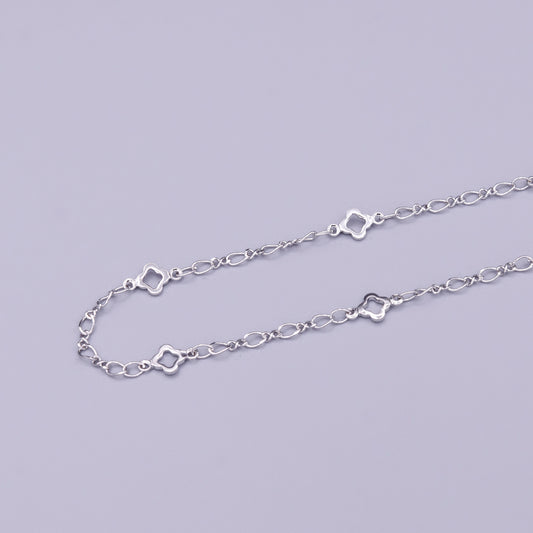 White Gold Filled Clover Quatrefoil Figure Eight 2.5mm Unique Unfinished Silver Chain by Yard For Jewelry Making | ROLL-1360